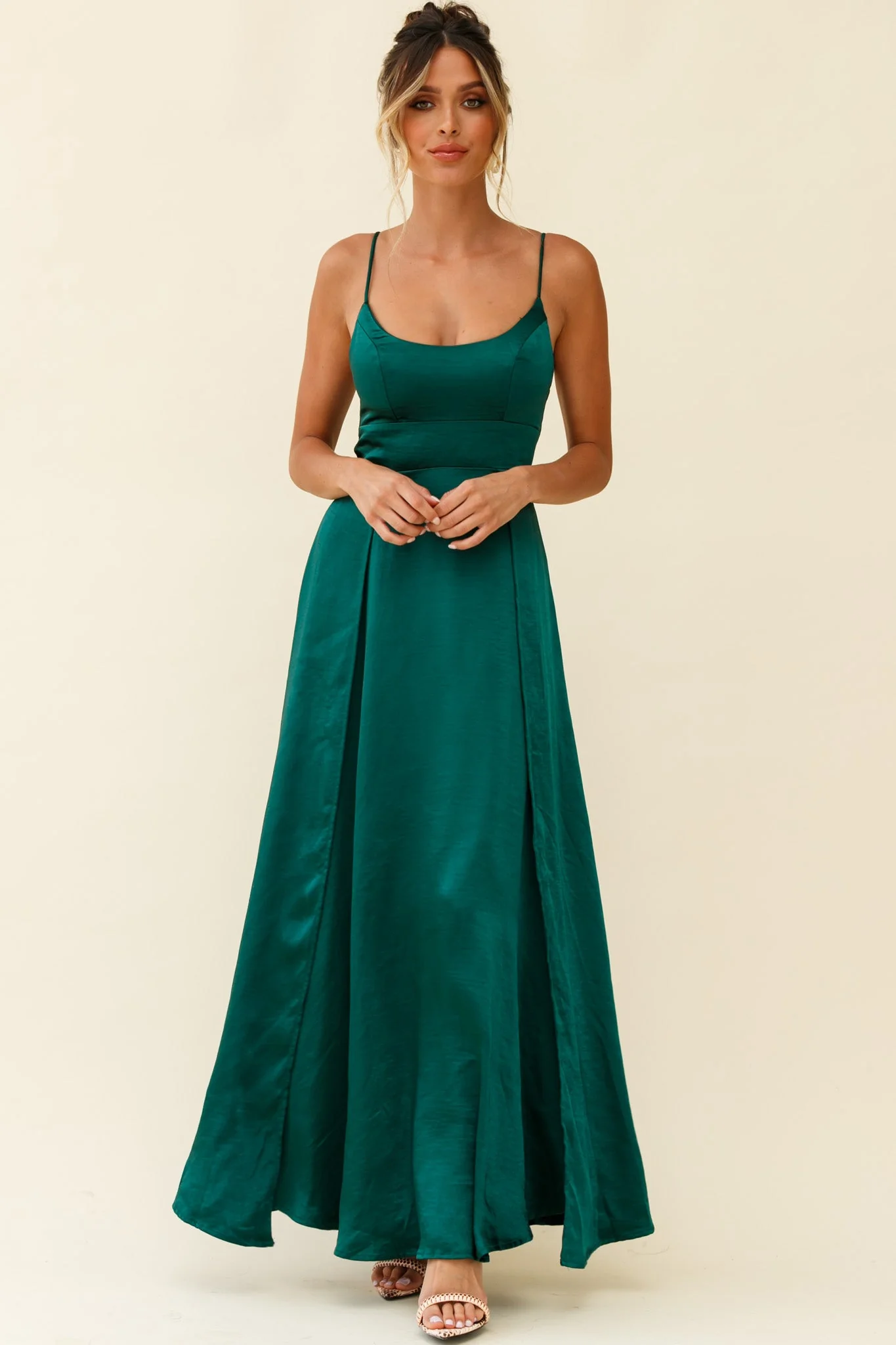 Joanne Empire Waist Maxi Dress Jade - Image 2