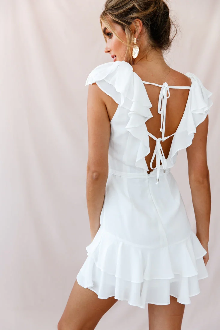 Jodi Ruffle Strap Tie-Back Dress White - Image 3