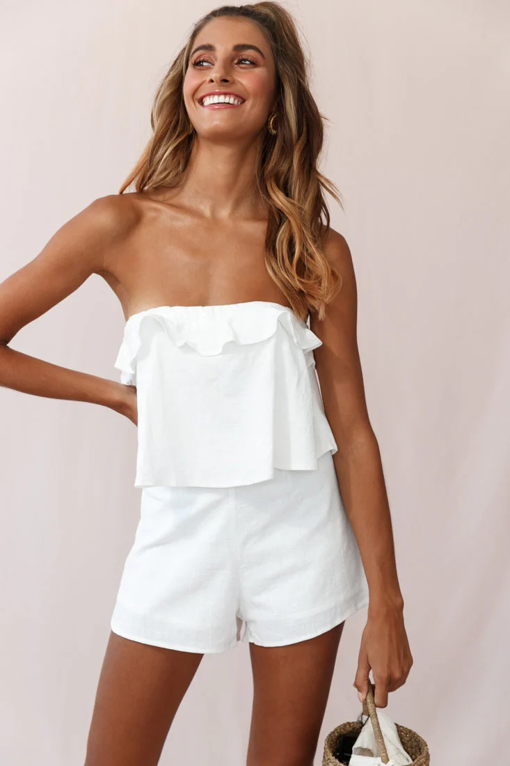 Joey Strapless Tie-Back Romper White - Image 13