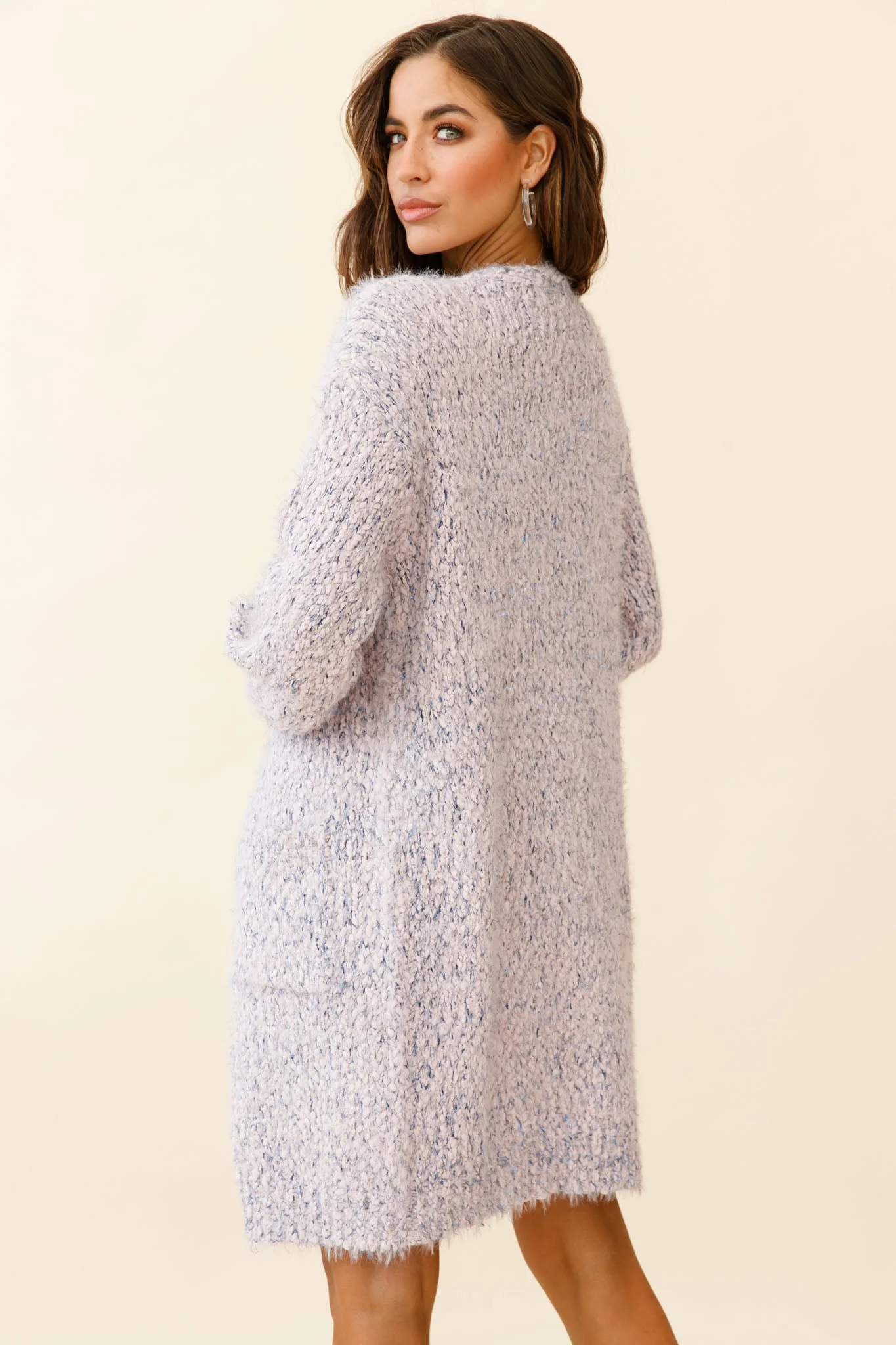 Johanna Long Sleeve Pocket Cardigan Mottled Pink - Image 2