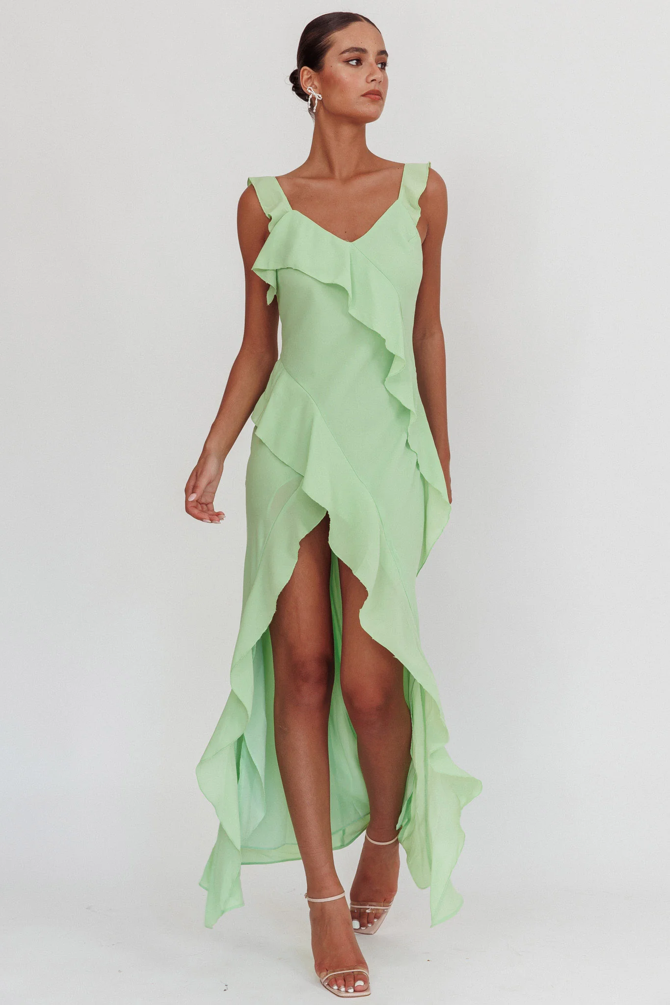 Johannson Ruffle Trim Maxi Dress Pistachio - Image 6