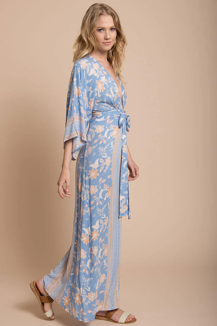 Kira Kimono Maxi Dress Blue - Image 3