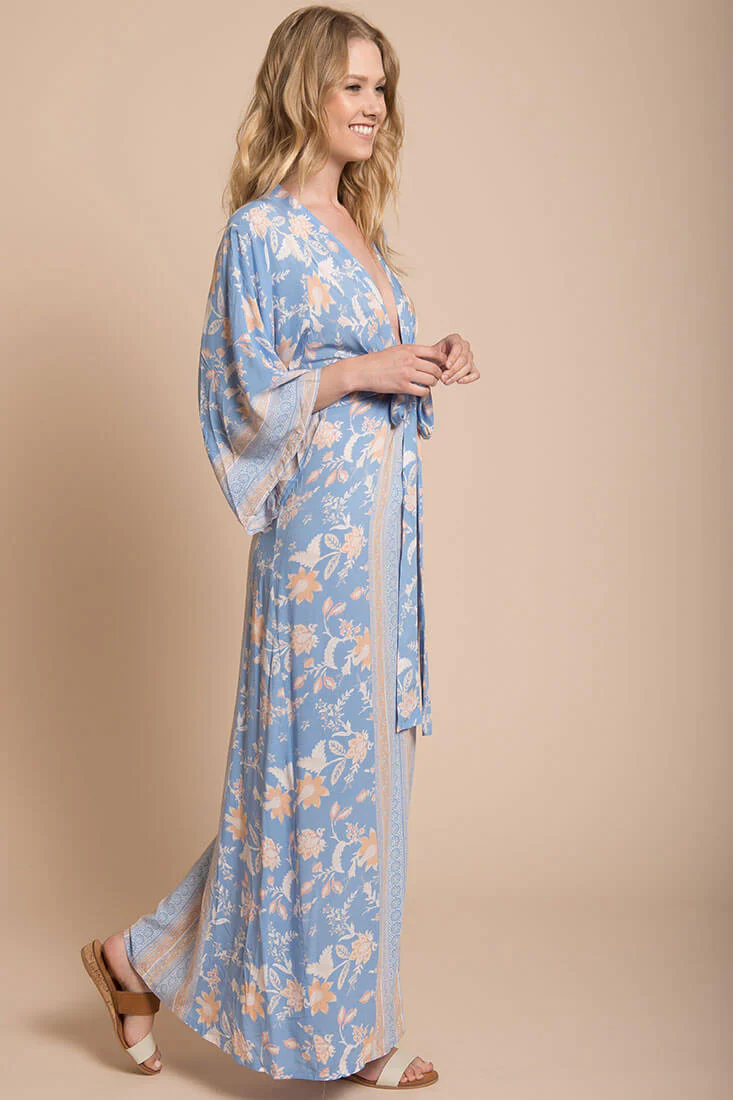 Kira Kimono Maxi Dress Blue - Image 4