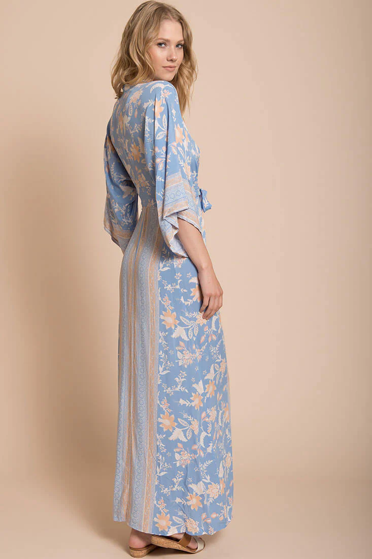 Kira Kimono Maxi Dress Blue - Image 5