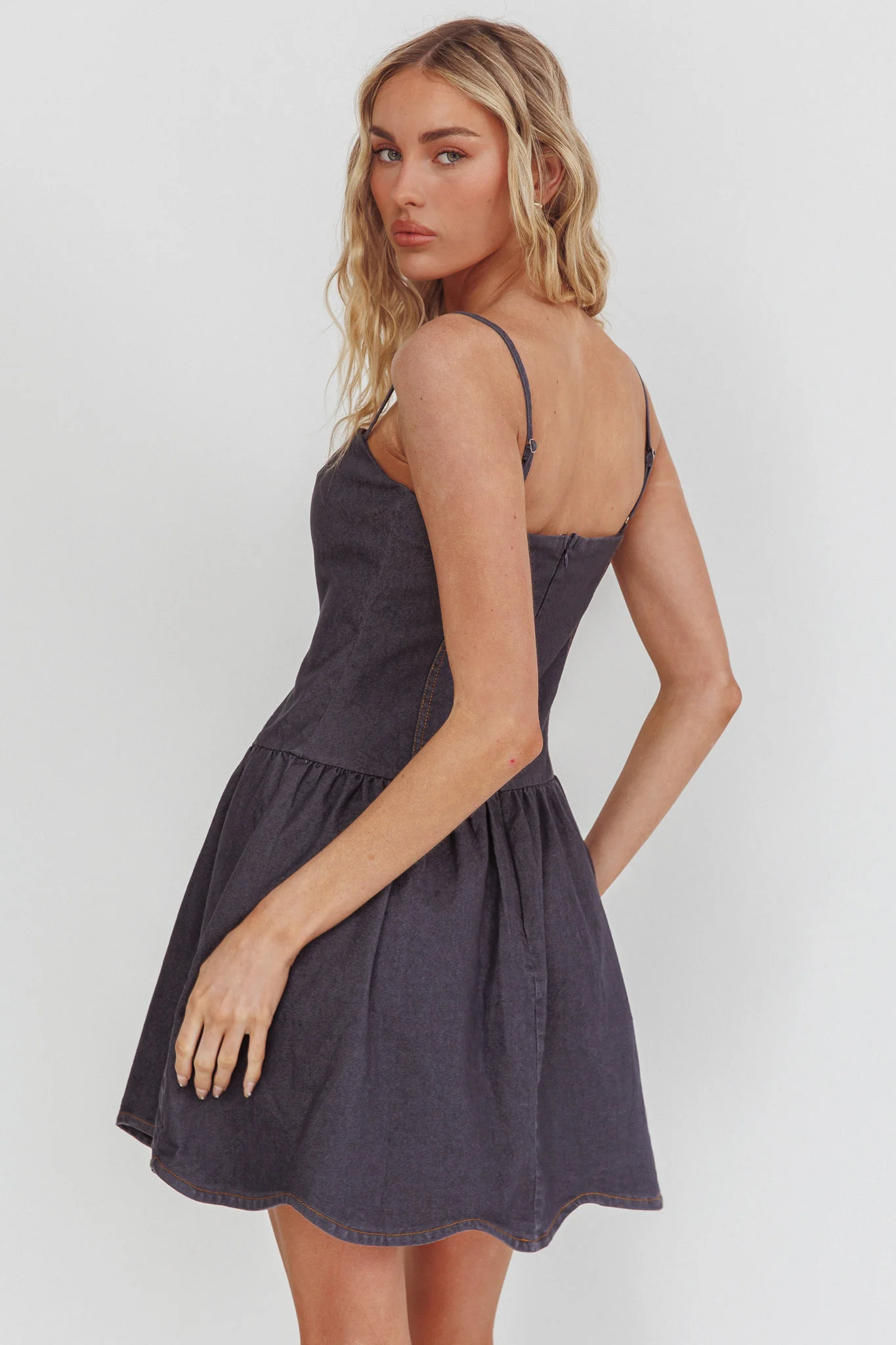 Jorena A-Line Mini Dress Graphite - Image 2