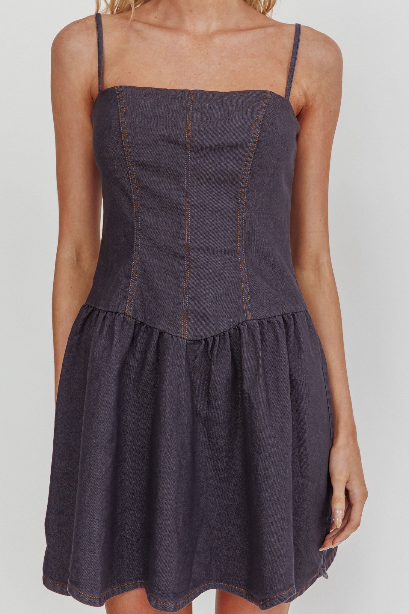 Jorena A-Line Mini Dress Graphite - Image 3