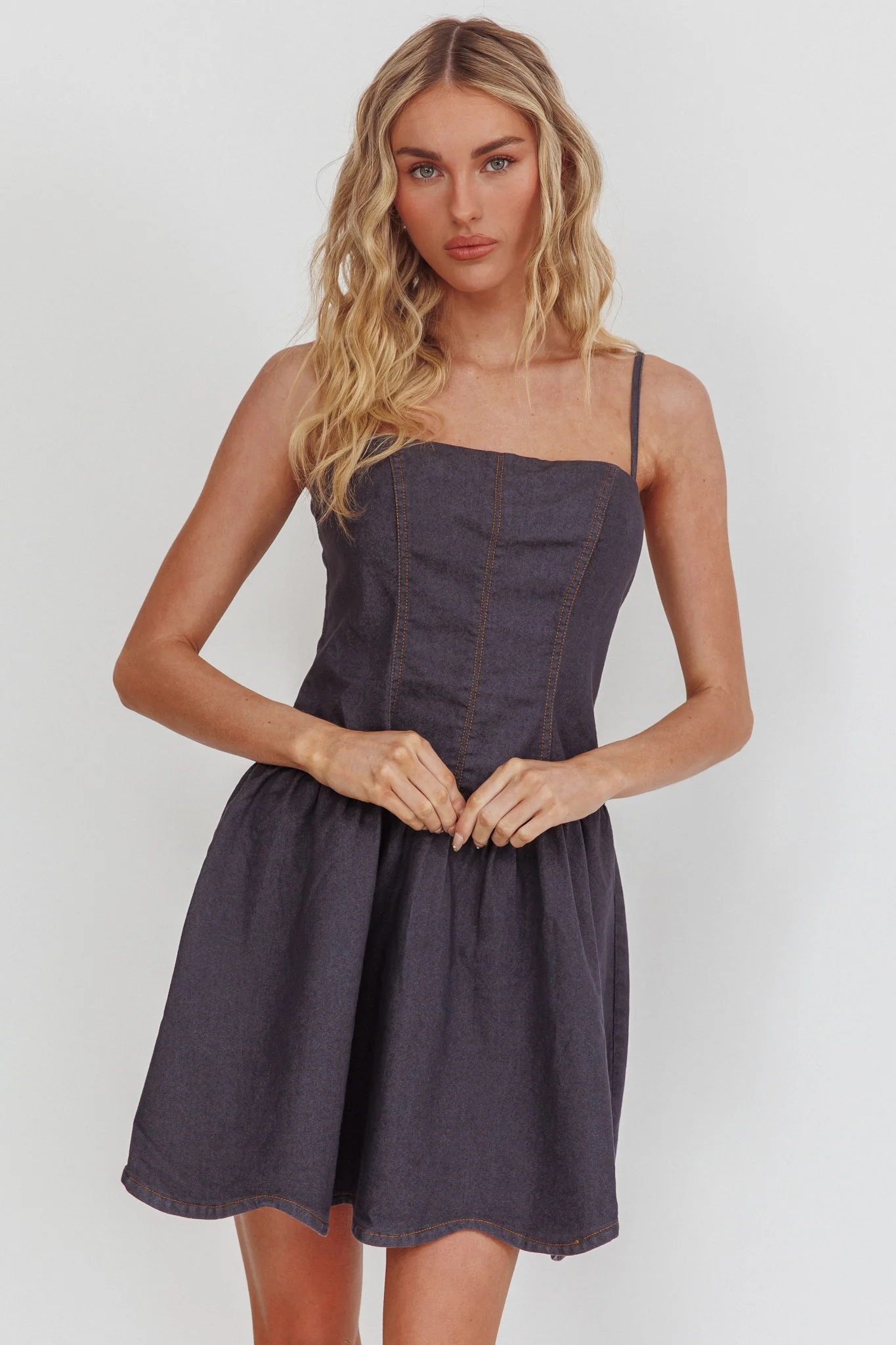 Jorena A-Line Mini Dress Graphite - Image 5