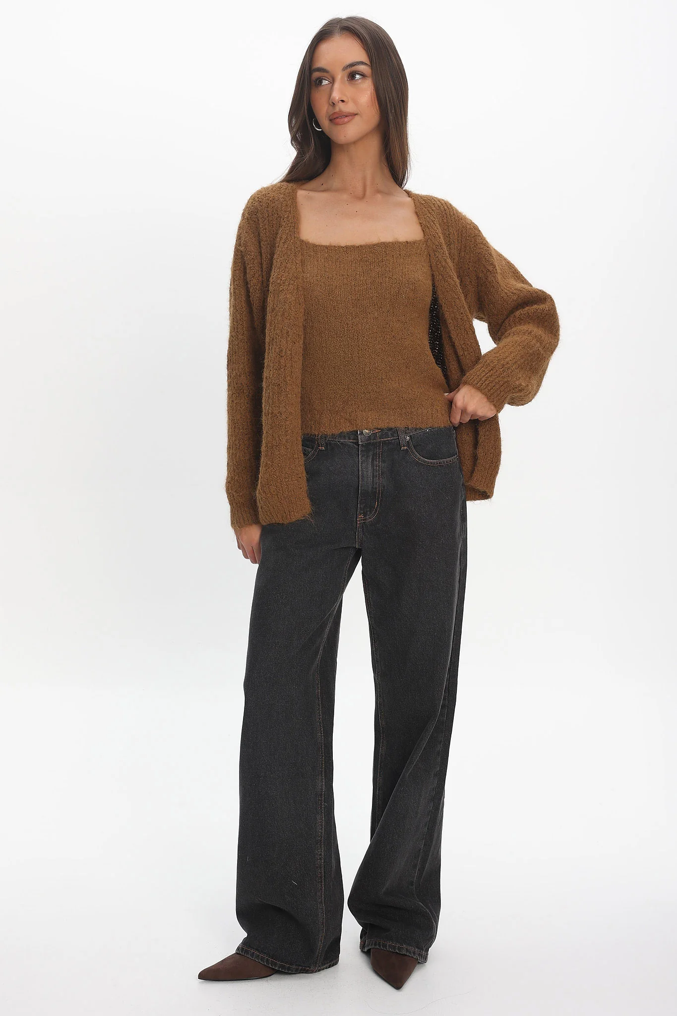 Jorie Knit Cardigan Brown - Image 2