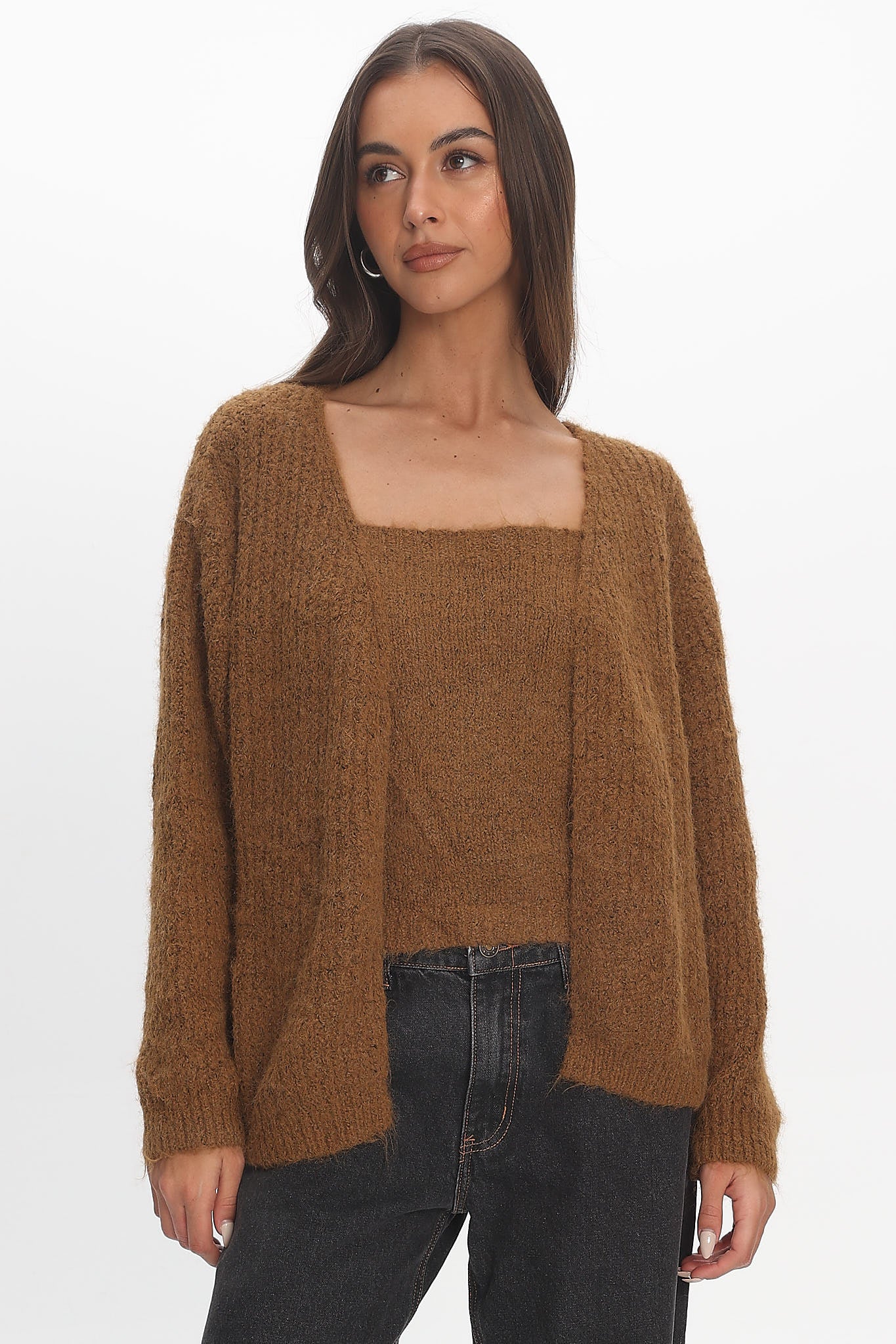 Jorie Knit Cardigan Brown - Image 4