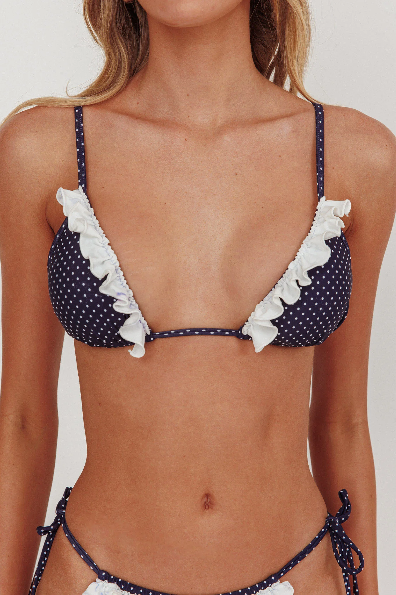Josie Triangle String Fril Bikini Top Polka Dot - Image 4