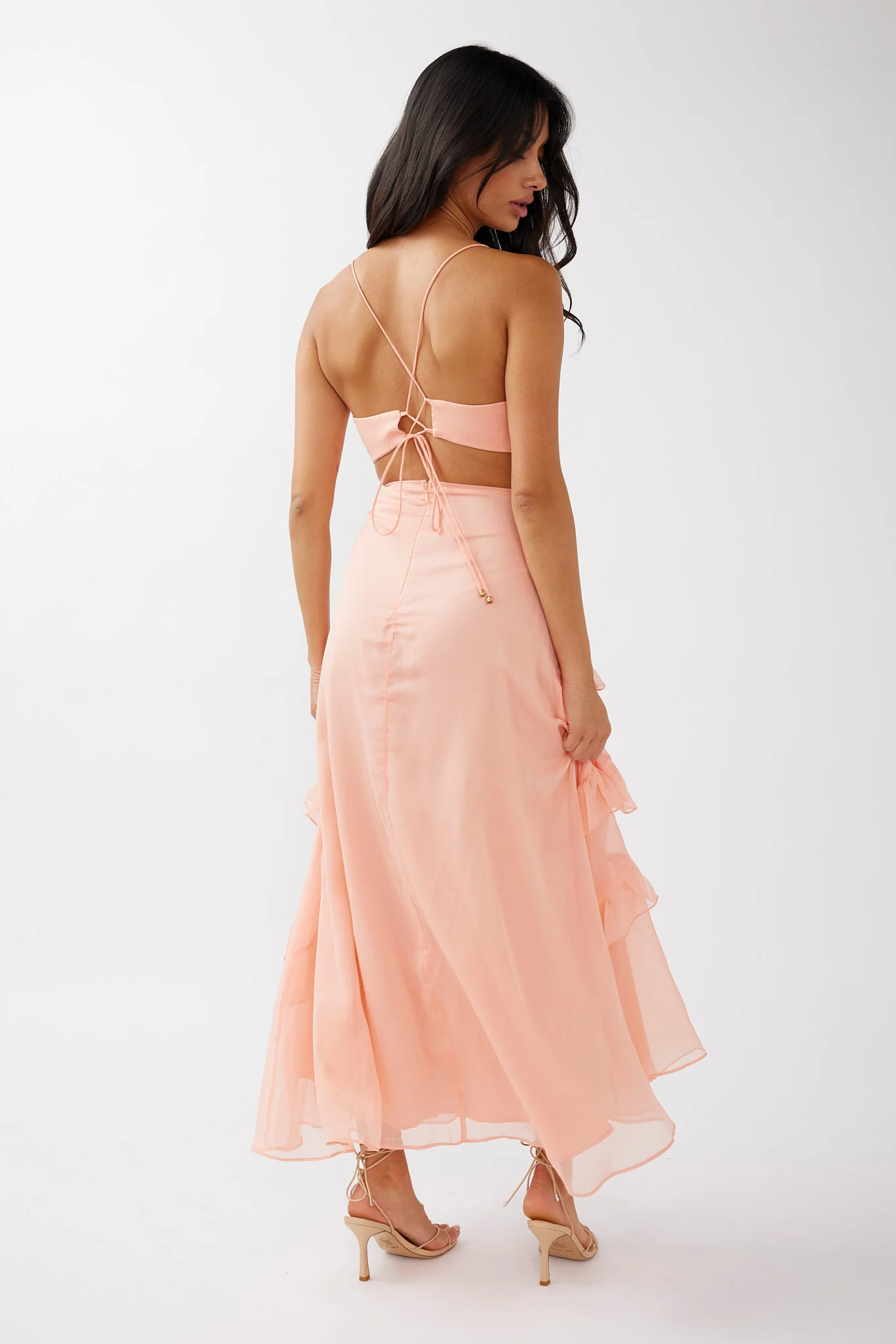 Joss Ruffle Trim Cut-Out Dress Rose - Image 2