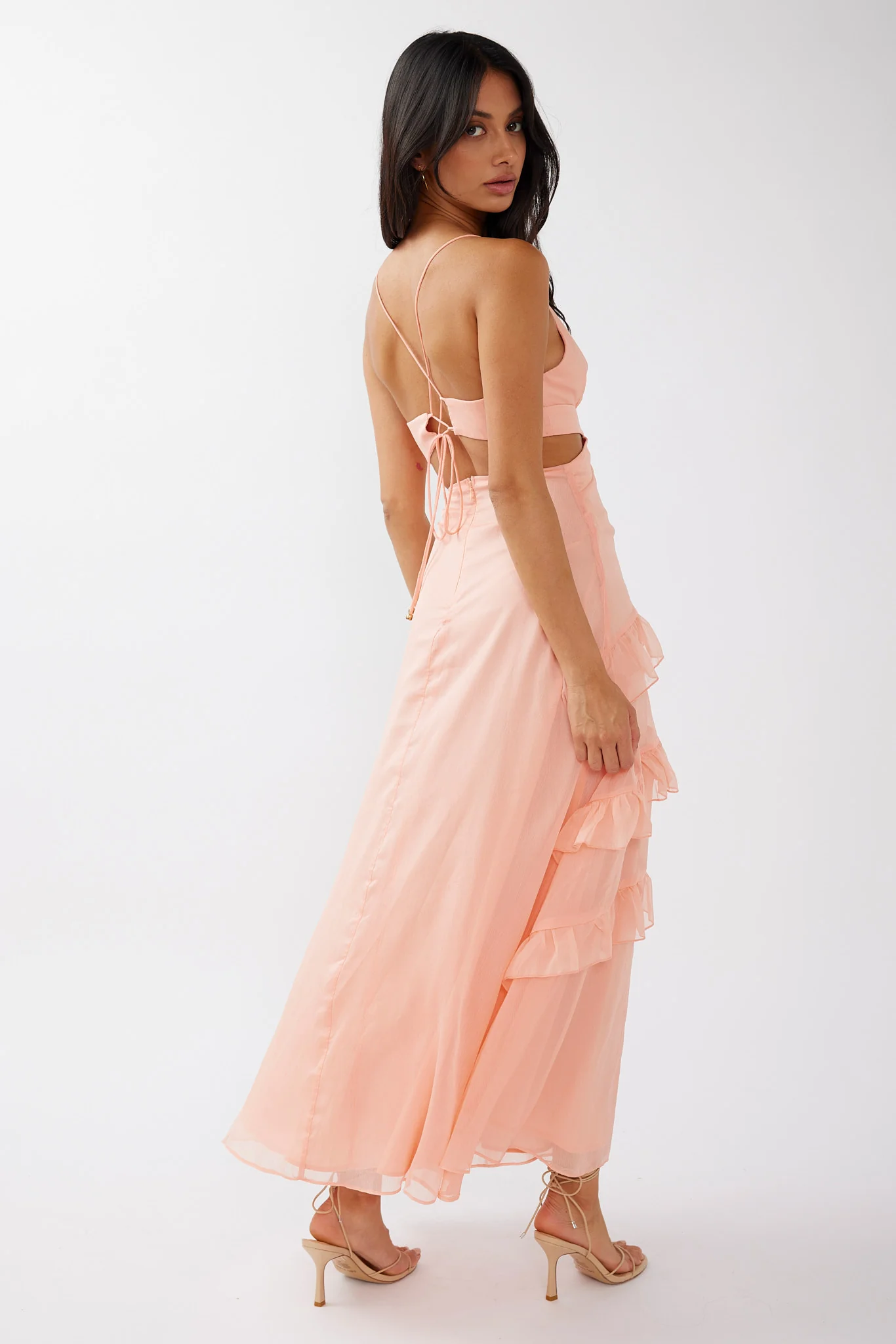 Joss Ruffle Trim Cut-Out Dress Rose - Image 8