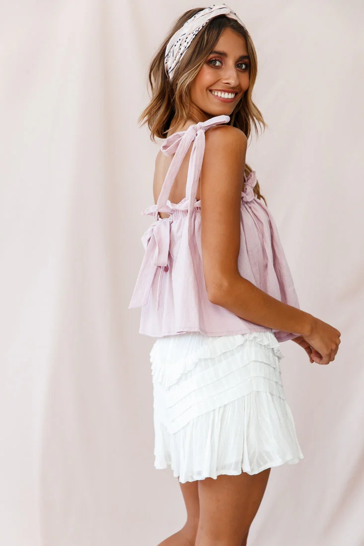 Journey Tied Shoulder Elasticated Neckline Top Blush - Image 7
