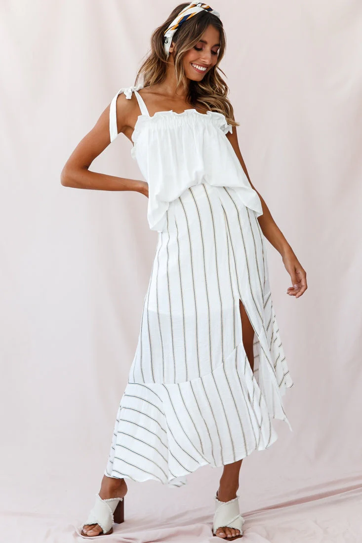 Journey Tied Shoulder Elasticated Neckline Top White - Image 2