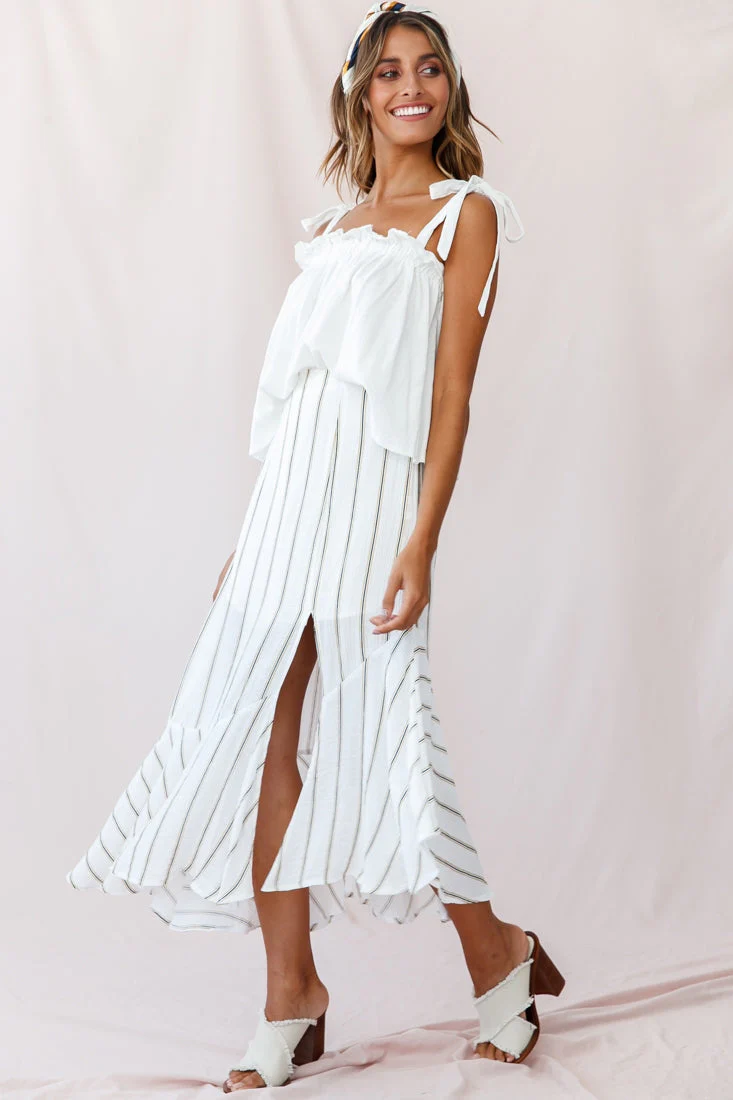 Journey Tied Shoulder Elasticated Neckline Top White - Image 5