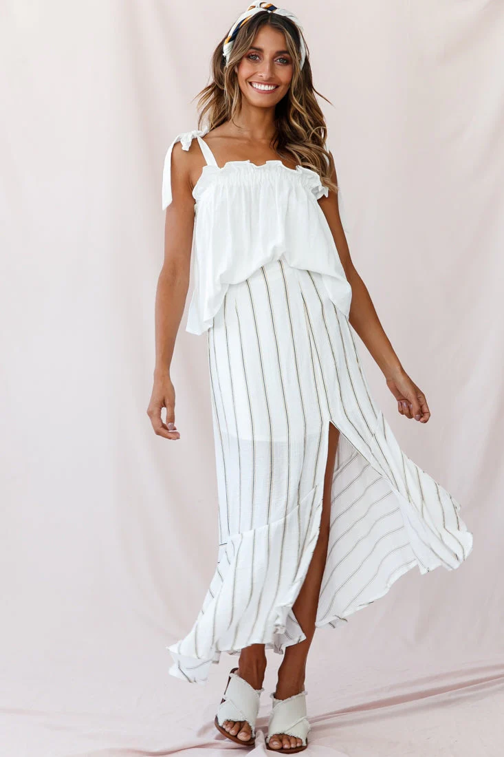 Journey Tied Shoulder Elasticated Neckline Top White - Image 6