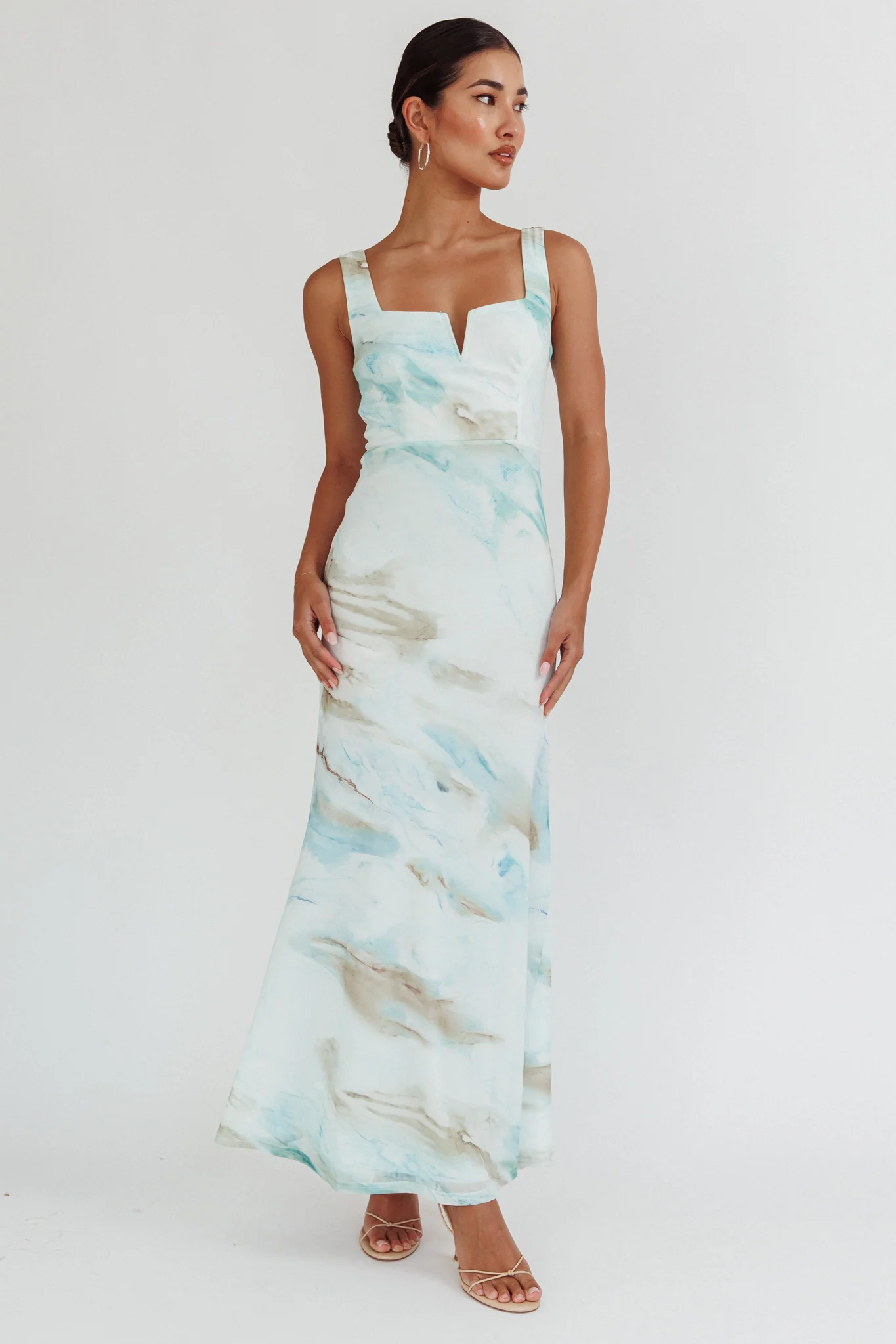 Jovelle Strappy Back Maxi Dress Marble Blue - Image 5