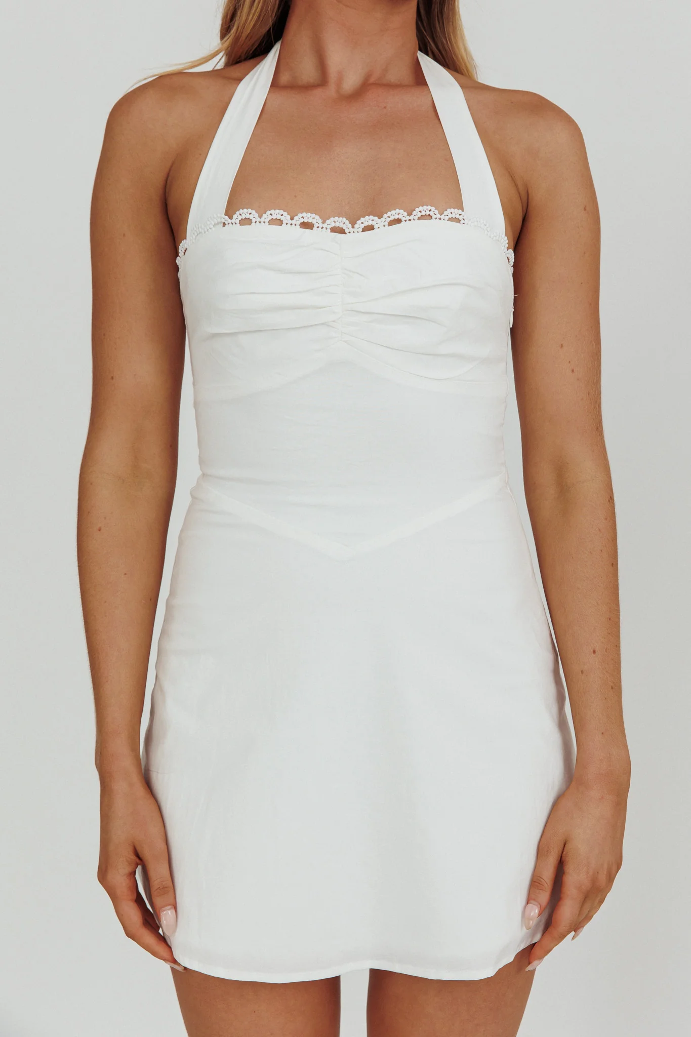 Jovial Halterneck Mini Dress White - Image 4