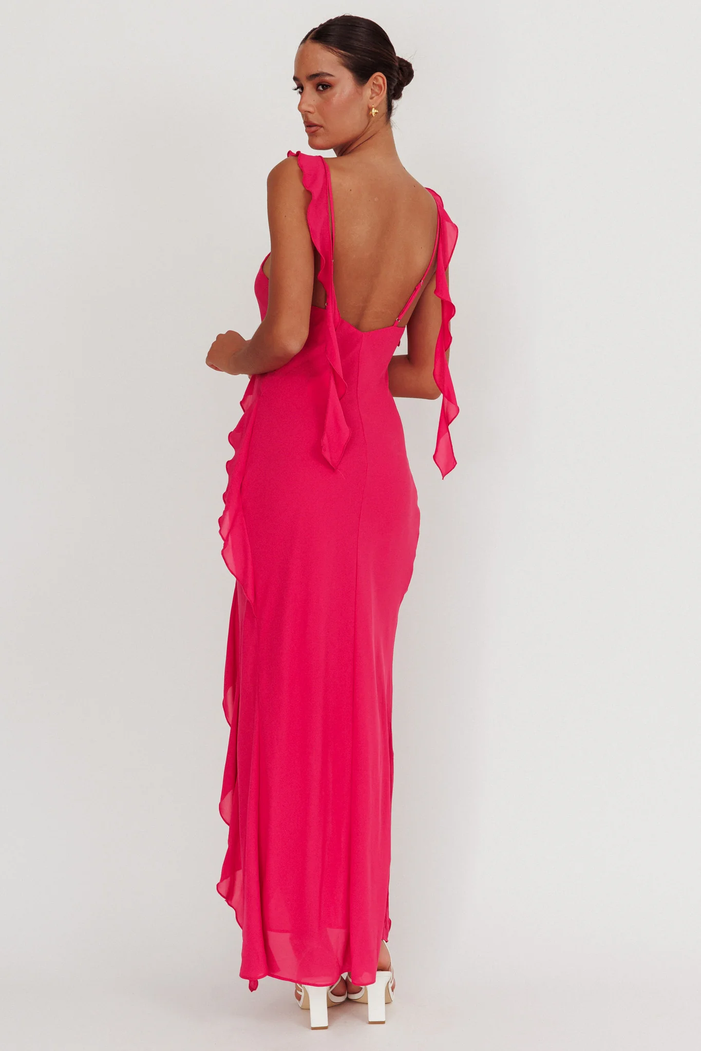 Joyride Ruffle Maxi Dress Magenta - Image 2