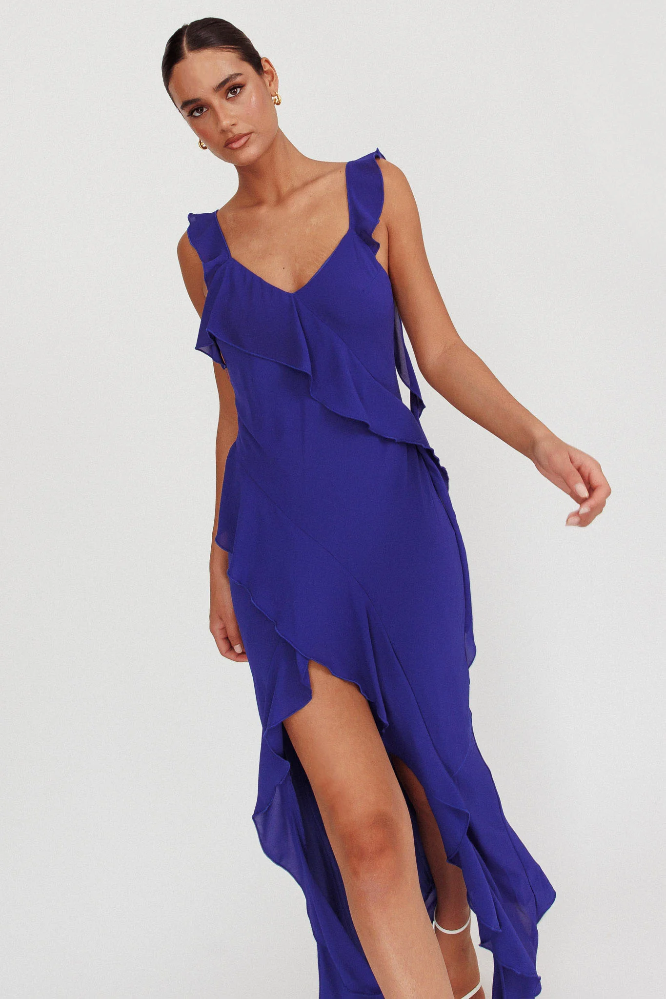 Joyride Ruffle Maxi Dress Royal Blue - Image 2