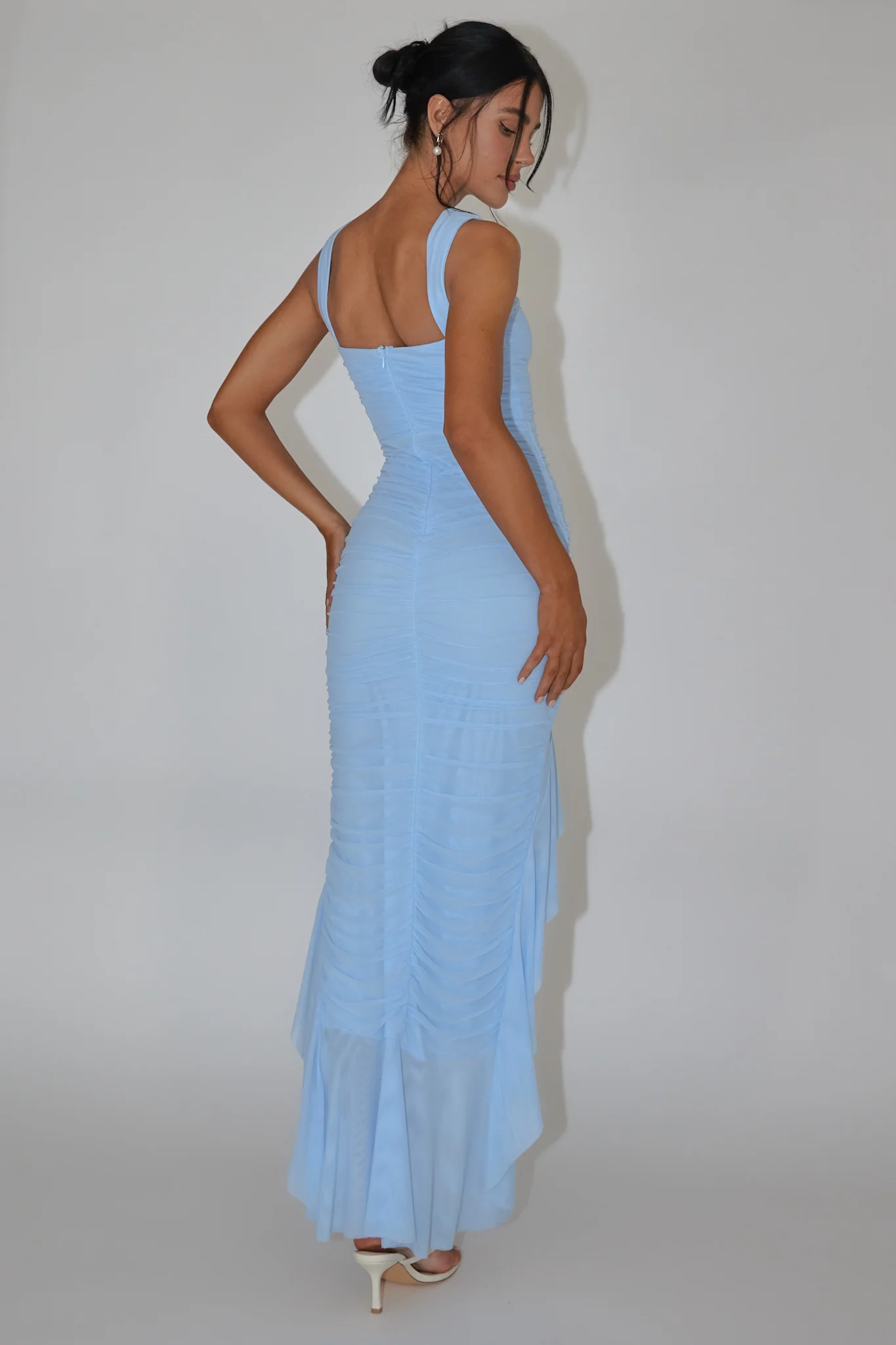 Jozelle Ruffle Hem Midi Dress Blue - Image 3