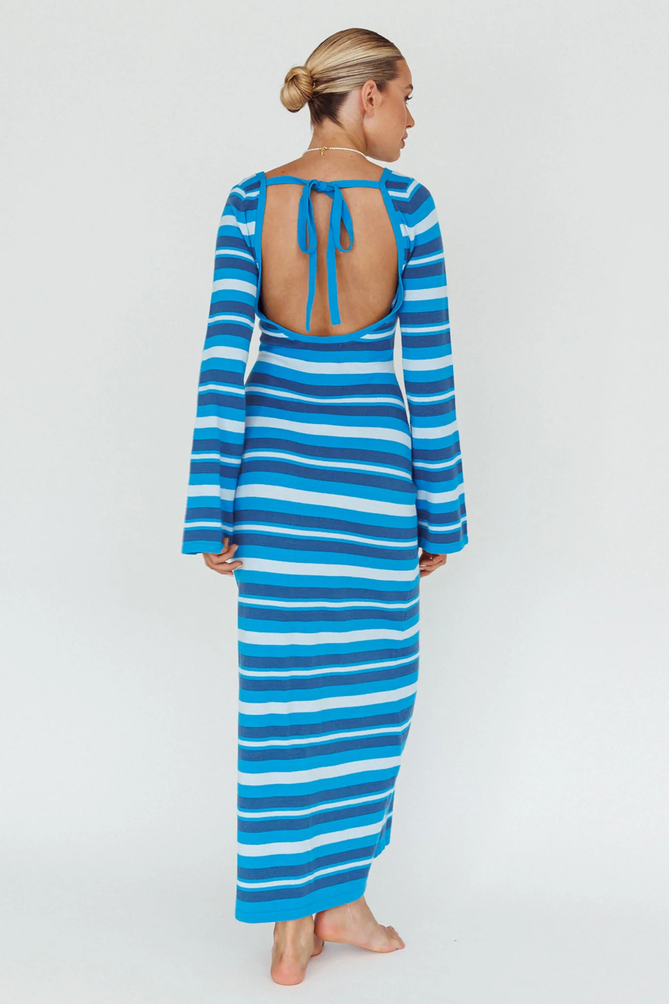 Jozie Long Sleeve Maxi Dress Stripe Blue - Image 2
