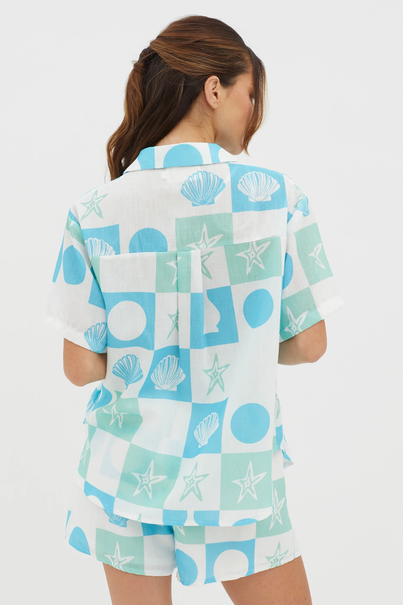 Just A Hunch Button Shirt Shell Print Green Multi - Image 2