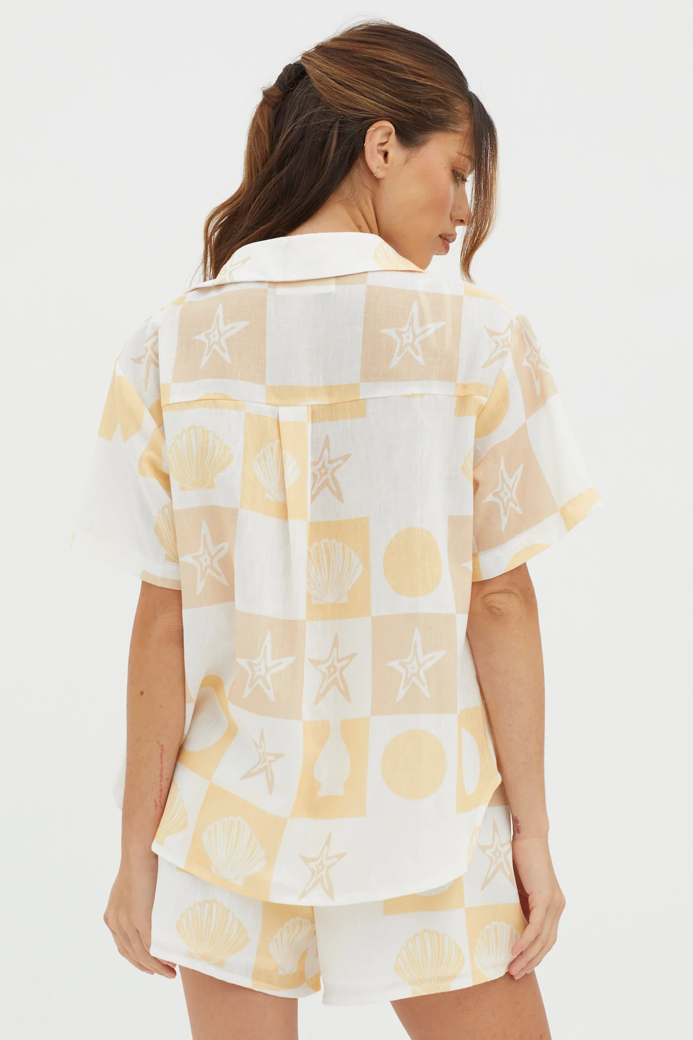 Just A Hunch Button Shirt Shell Print Yellow Multi - Image 3