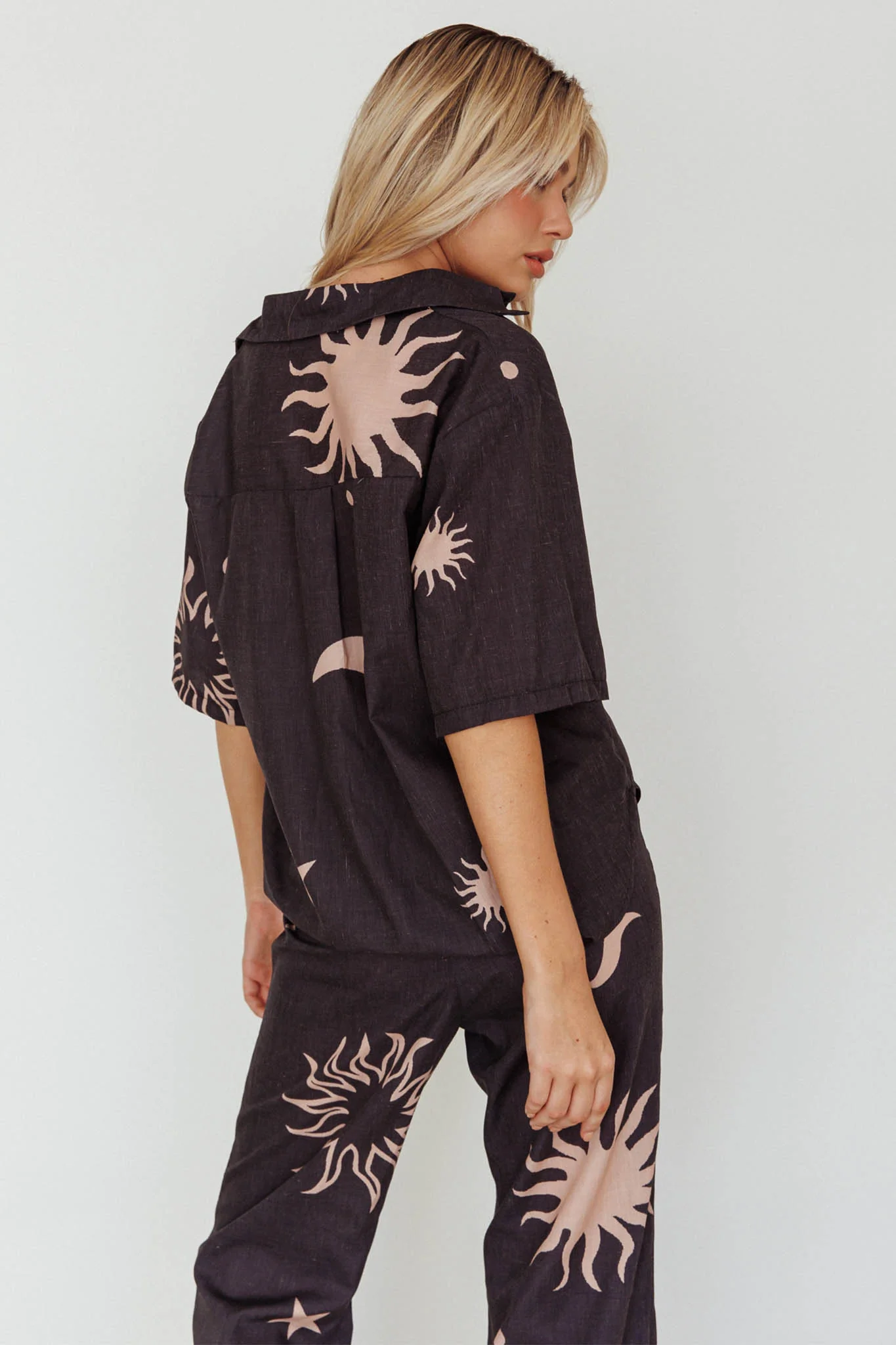 Just A Hunch Button Shirt Sun Moon Black - Image 3