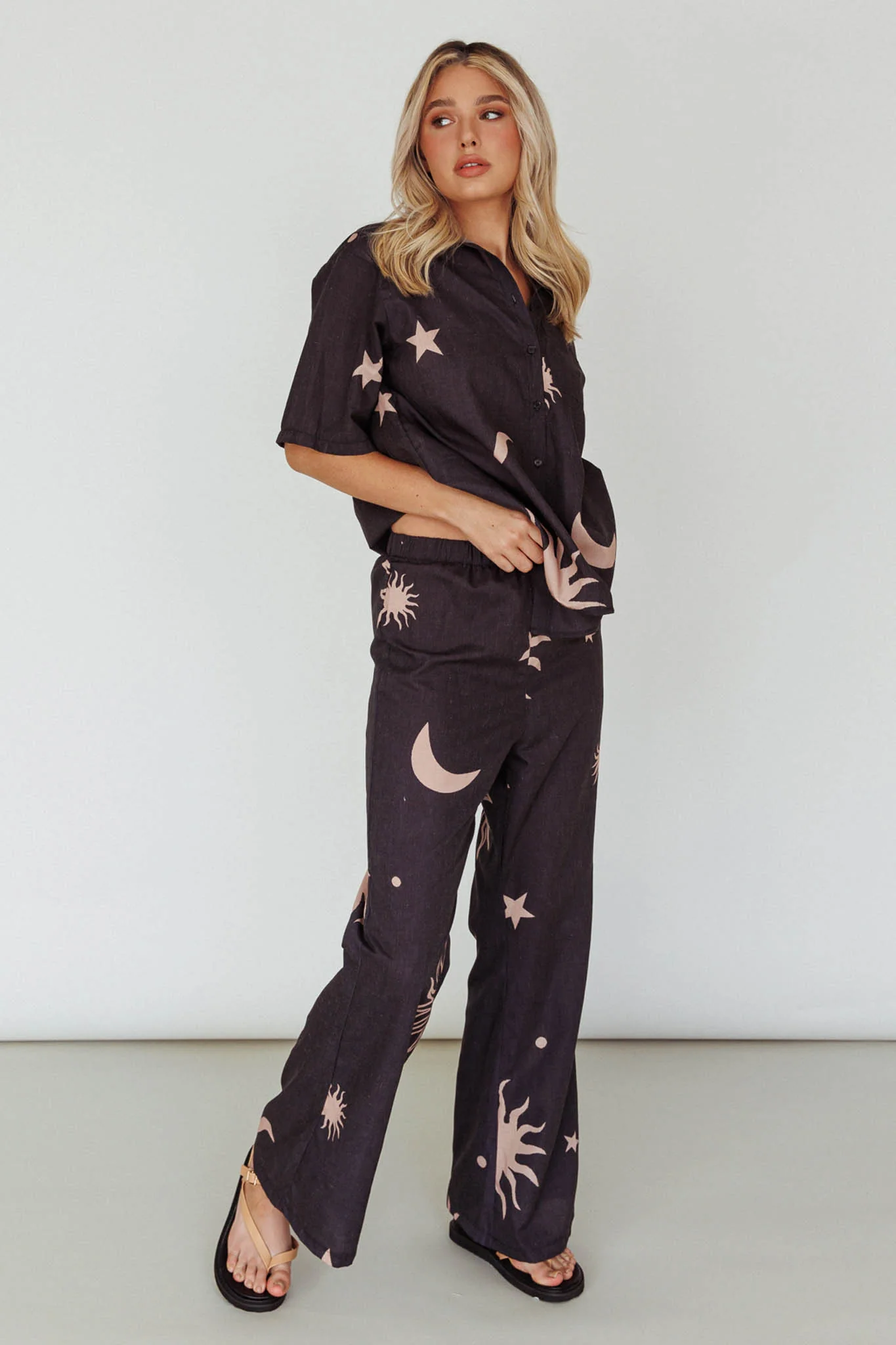 Just A Hunch Button Shirt Sun Moon Black - Image 4