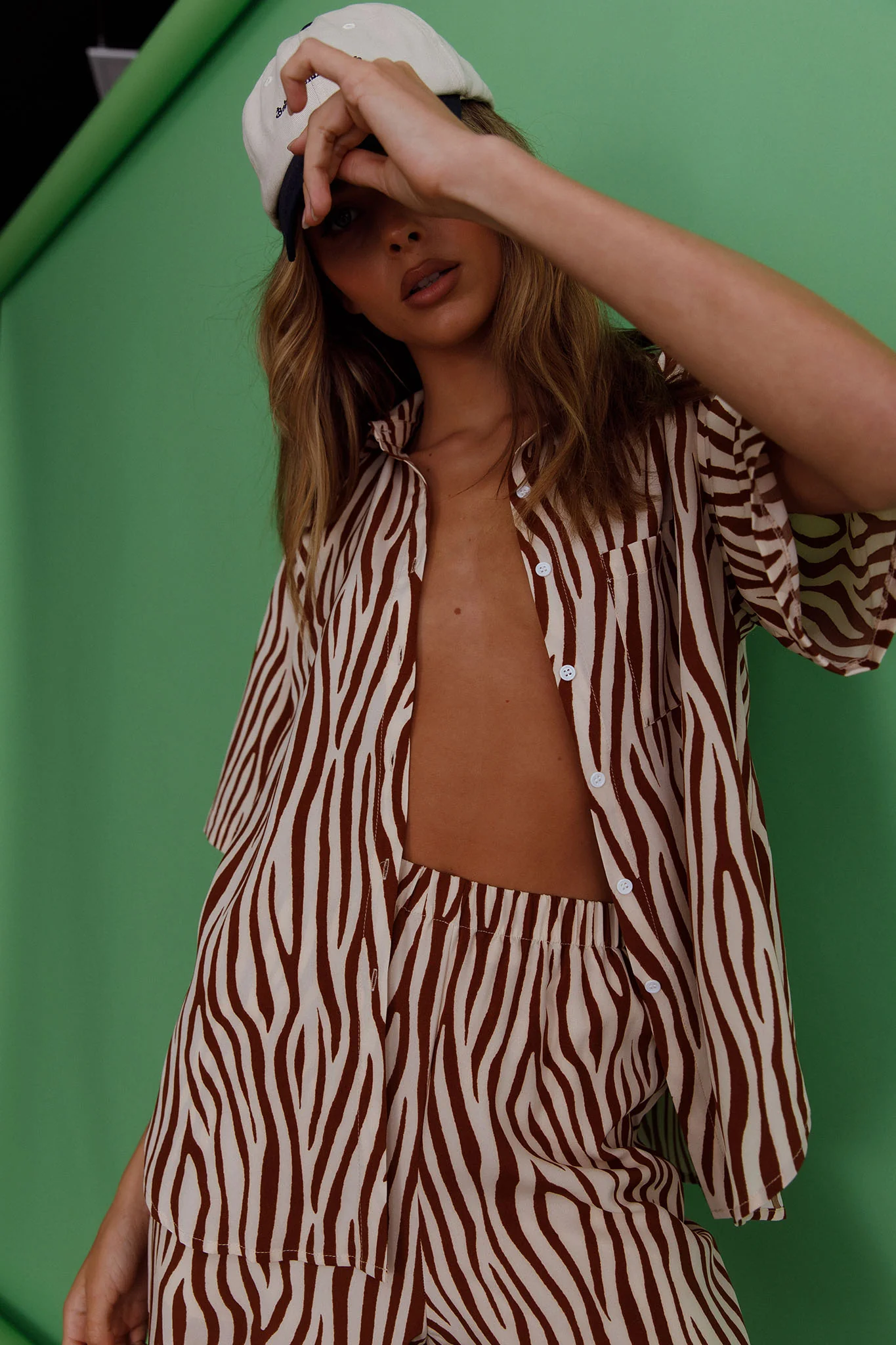 Just A Hunch Button Shirt Zebra Brown - Image 9