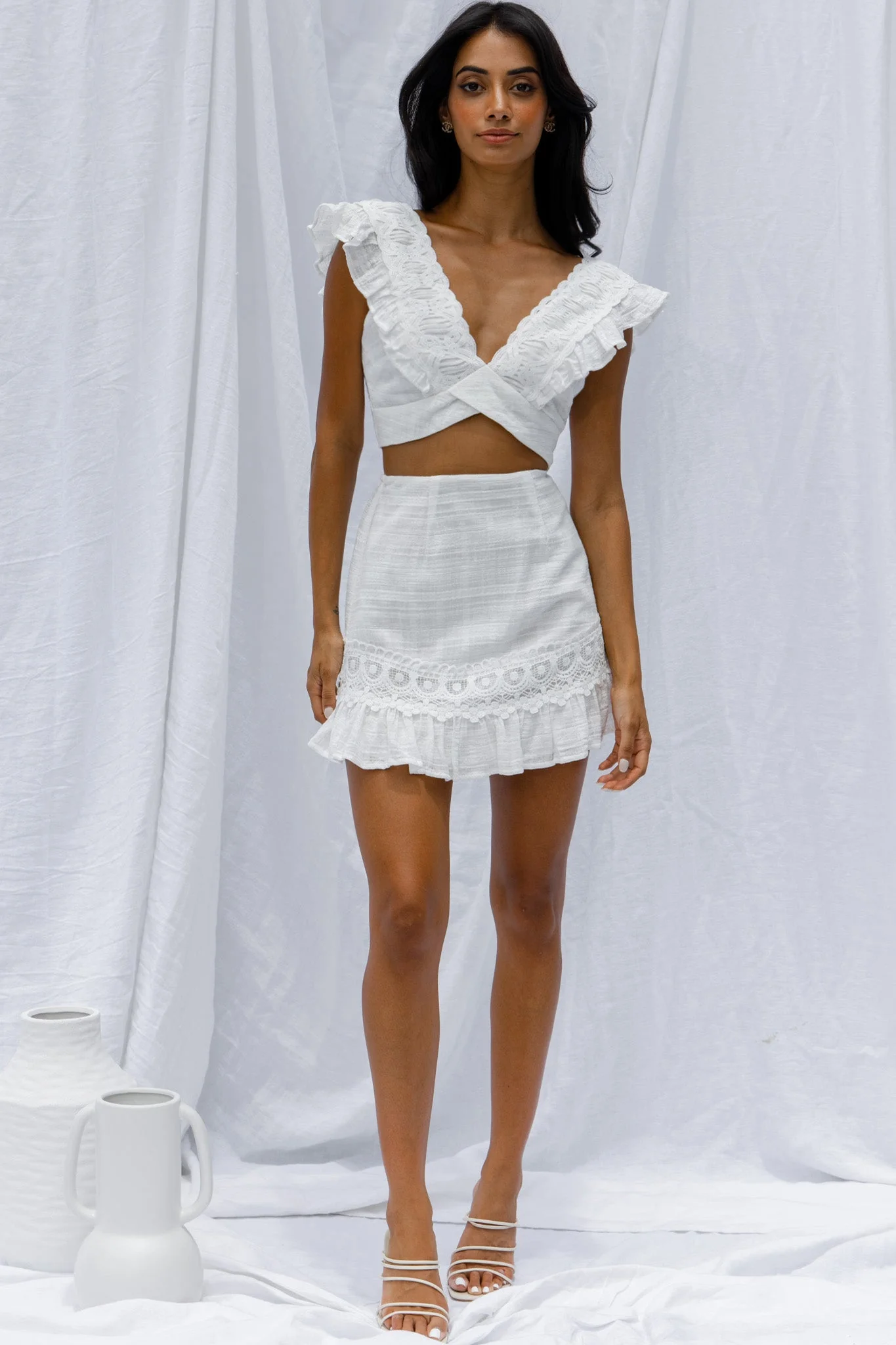 Just Bliss Tied Back Crop Top White - Image 3