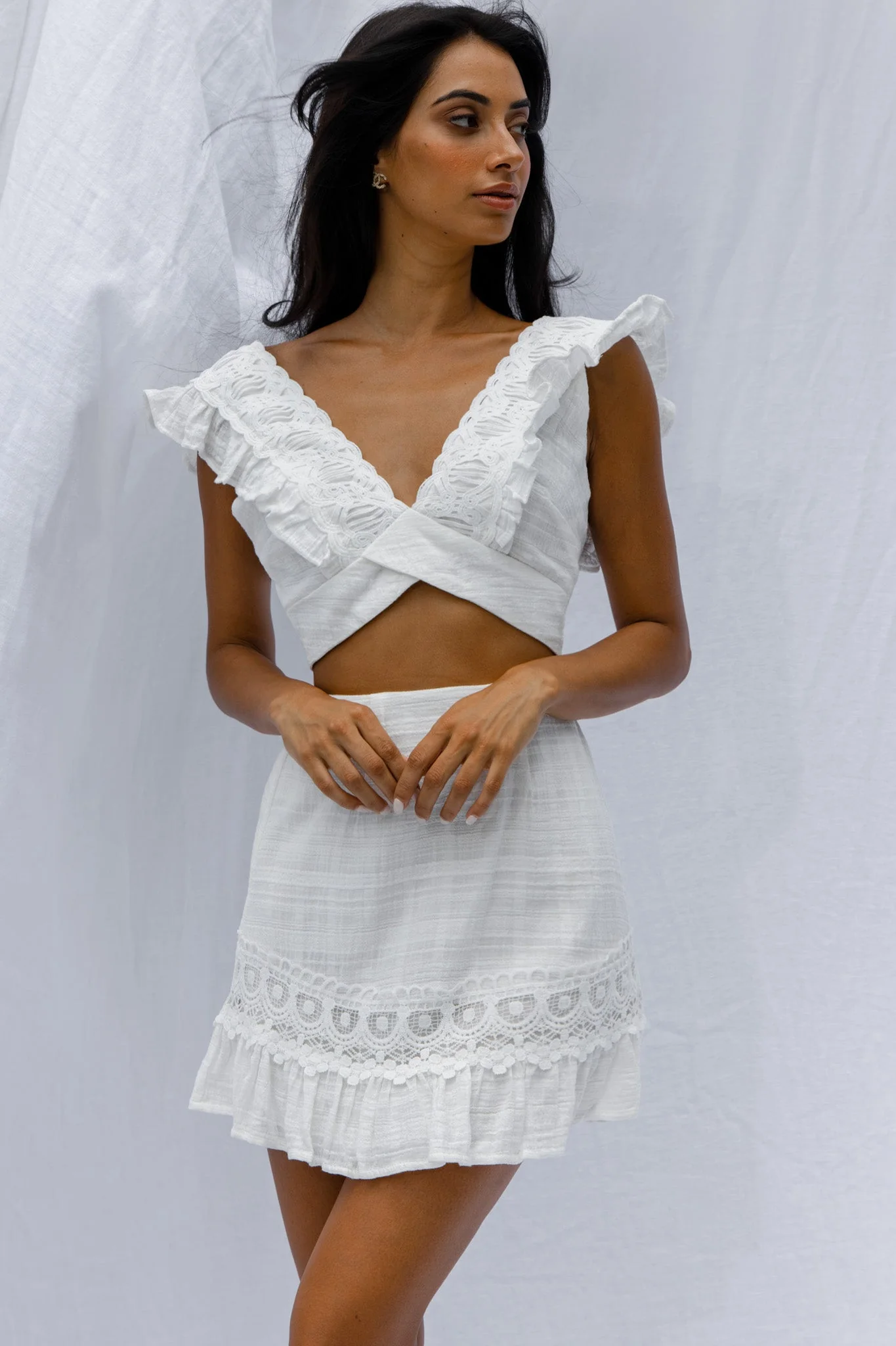 Just Bliss Tied Back Crop Top White - Image 4
