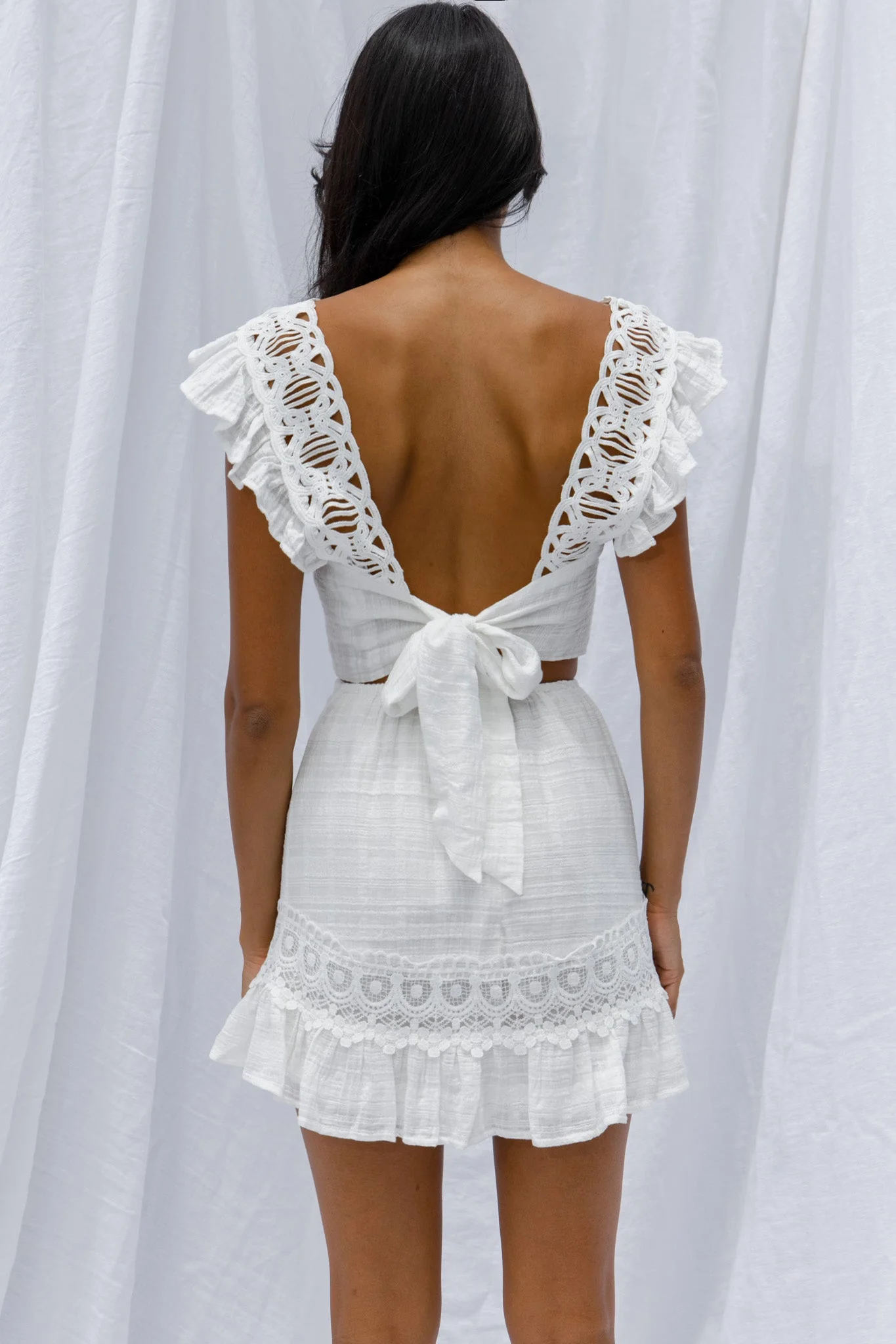 Just Bliss Tied Back Crop Top White - Image 6