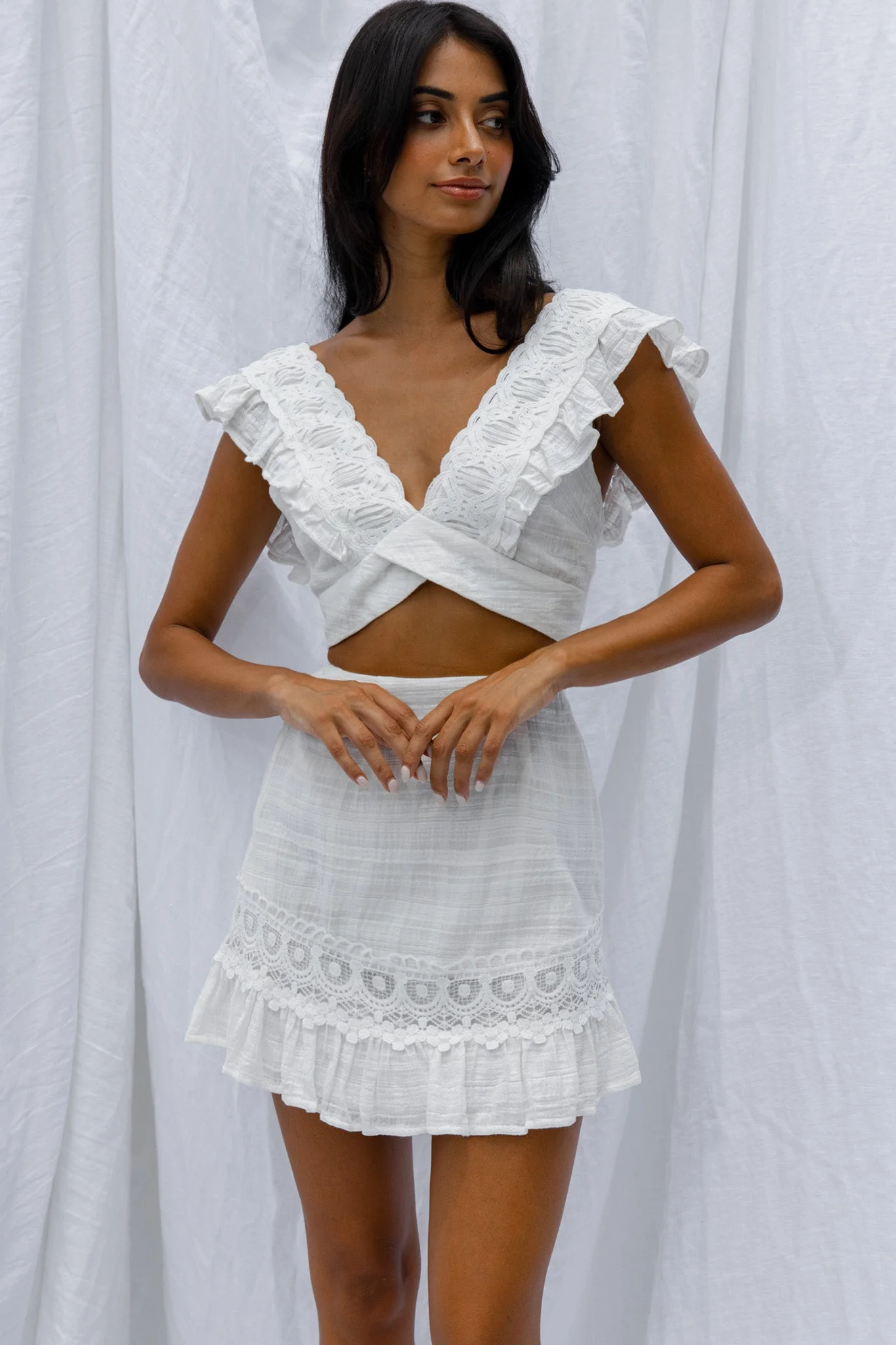 Just Bliss Tied Back Crop Top White - Image 7