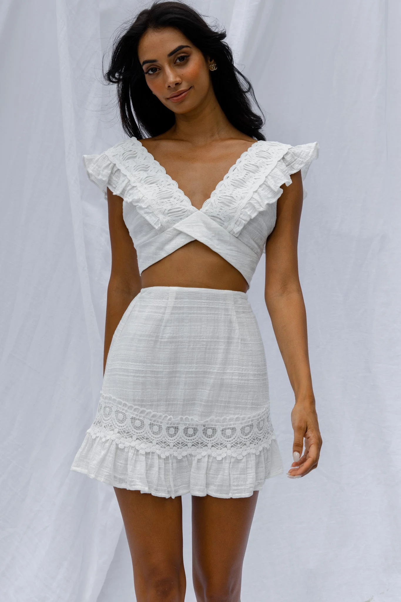 Just Bliss Tied Back Crop Top White - Image 8