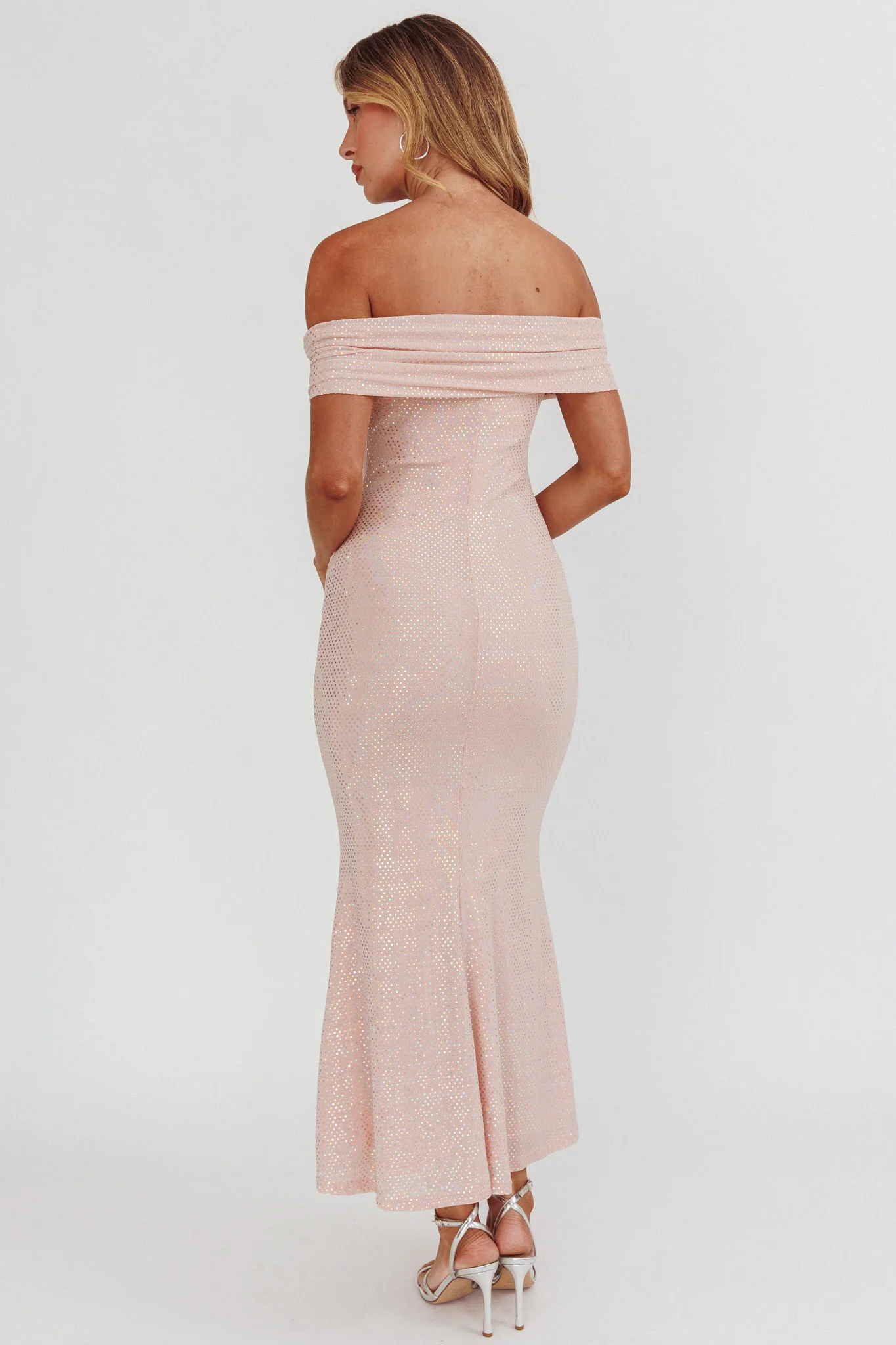 Kailey Off-Shoulder Maxi Dress Spangle Blush - Image 3