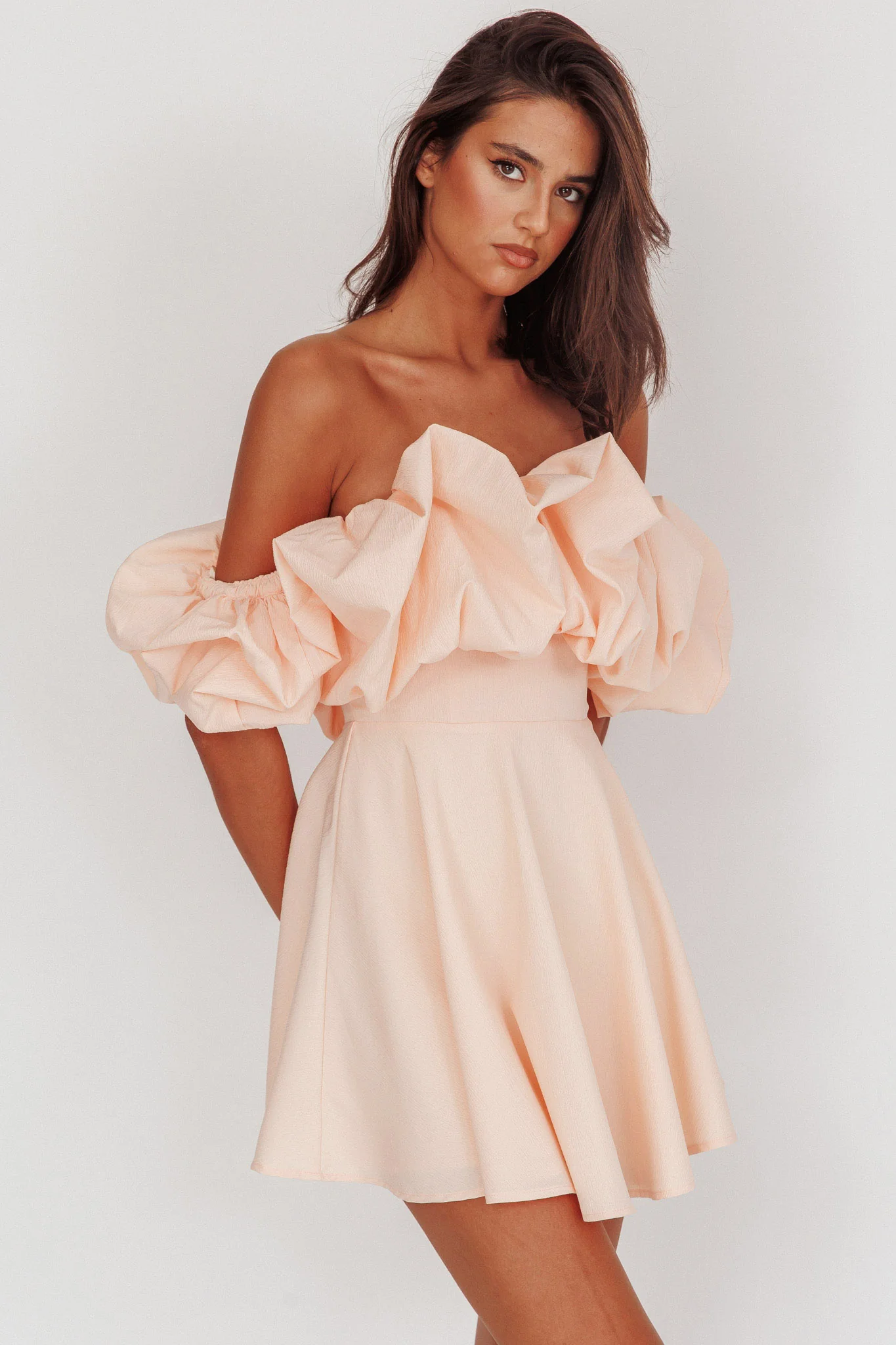 Kailynn Off-Shoulder A-Line Mini Dress Blush - Image 5