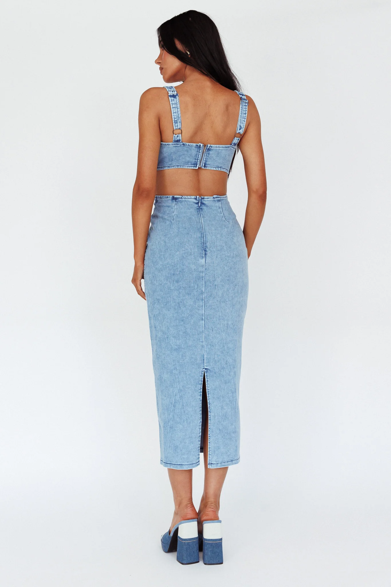 Kainani Cut-Out Waist Midi Dress Denim Blue - Image 2