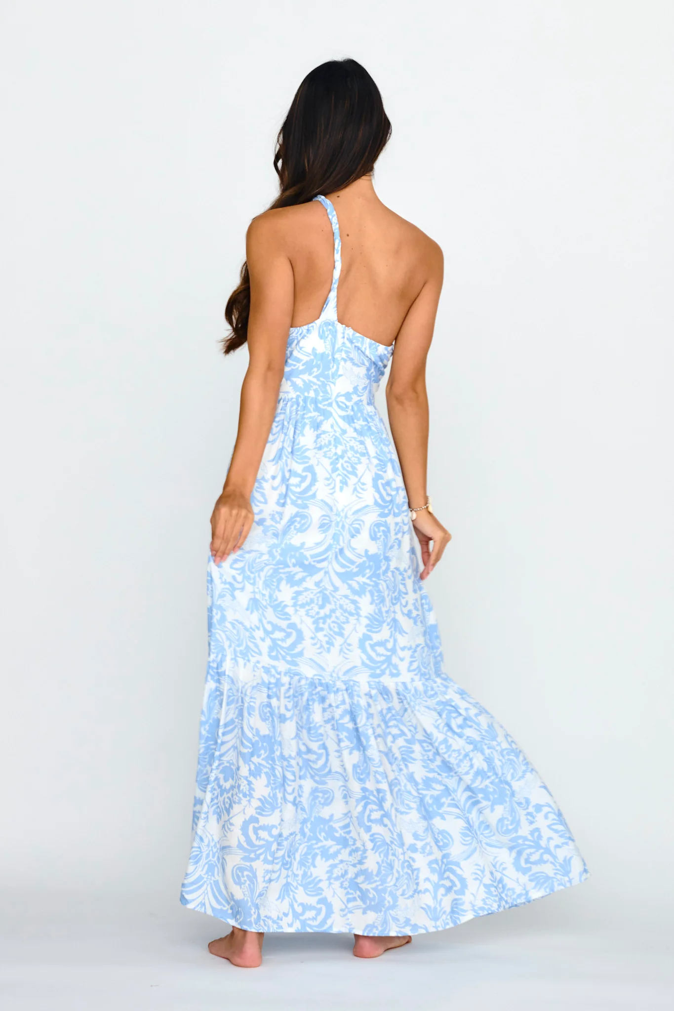 Kamali One-Shoulder Keyhole Maxi Dress Blue - Image 2
