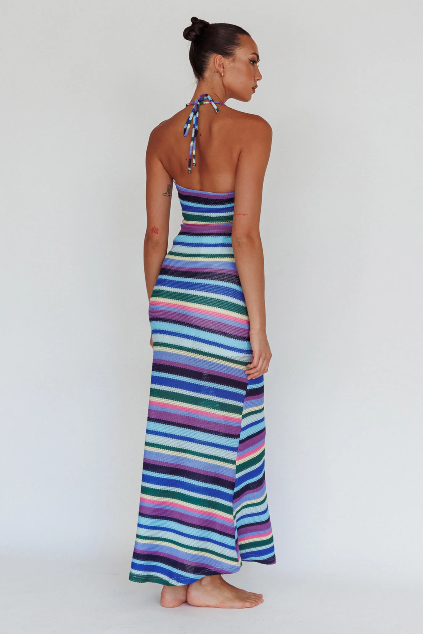 Kandy Crochet Maxi Dress Stripe Lavender Multi - Image 2