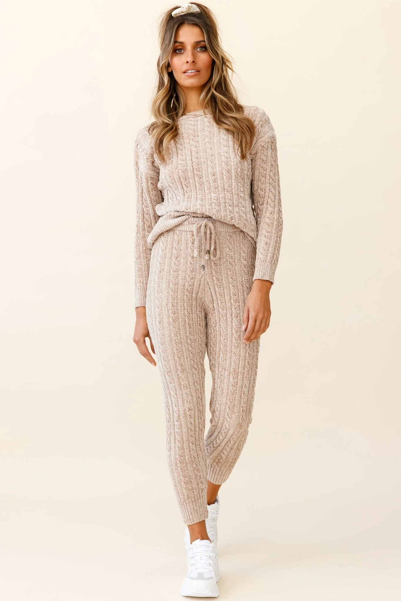 Kansas Long Sleeve Cable Knit Sweater Brown - Image 8