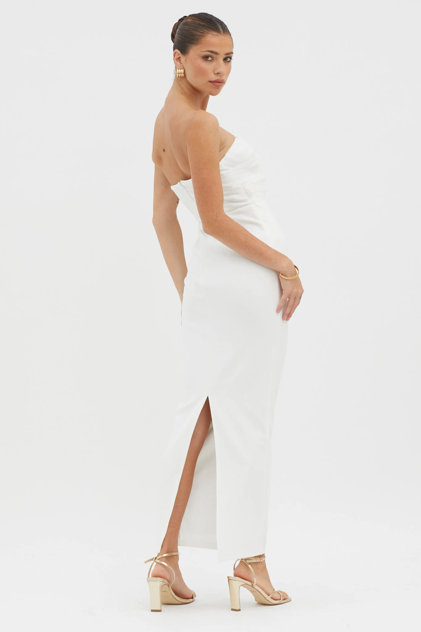 Karaline Strapless Bust Accent Maxi Dress White - Image 7