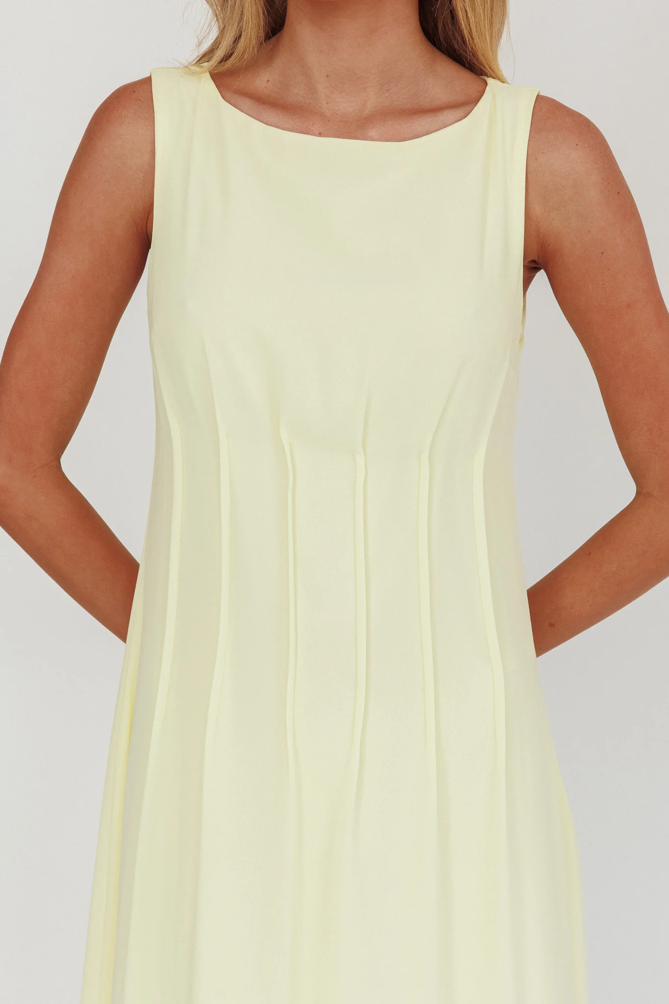 Karine Pintuck Pleat Maxi Dress Butter - Image 4