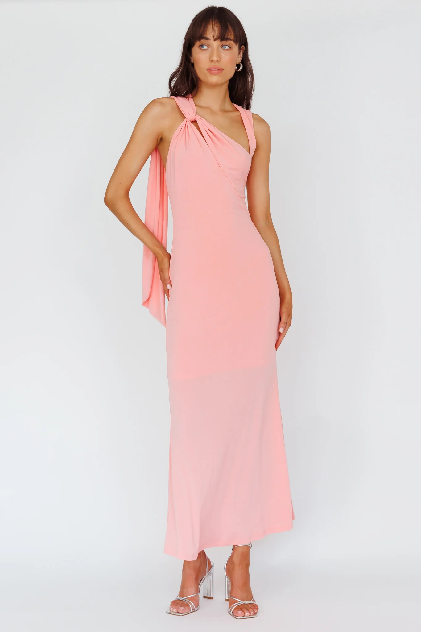 Karyl Shoulder Sash Midi Dress Apricot - Image 3