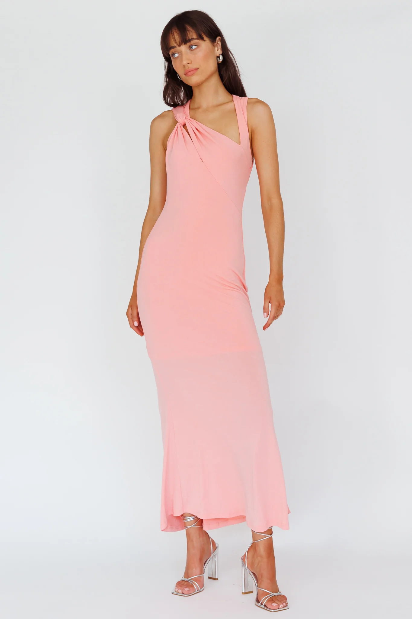 Karyl Shoulder Sash Midi Dress Apricot - Image 5