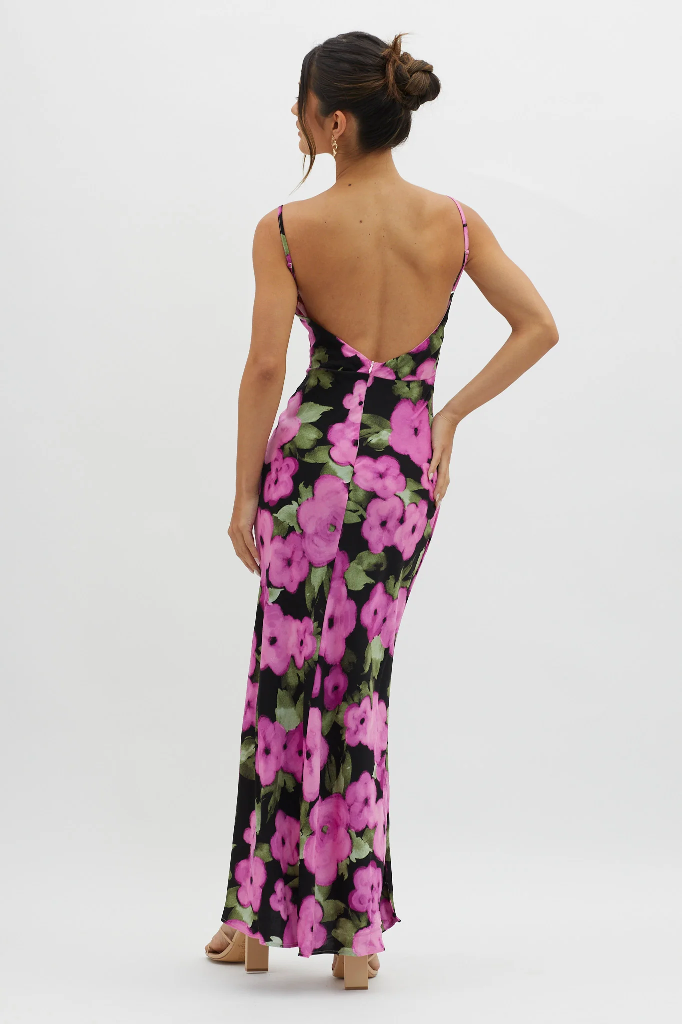 Kasha Low Back Maxi Dress Floral Pink - Image 2