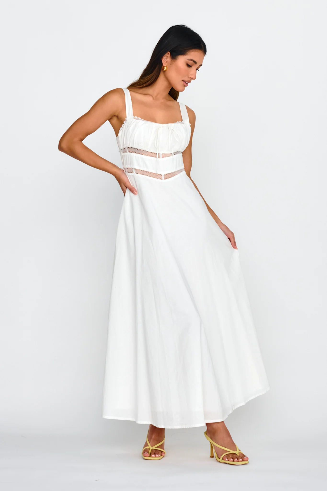 Kasiah Lace Trim Maxi Dress White - Image 4