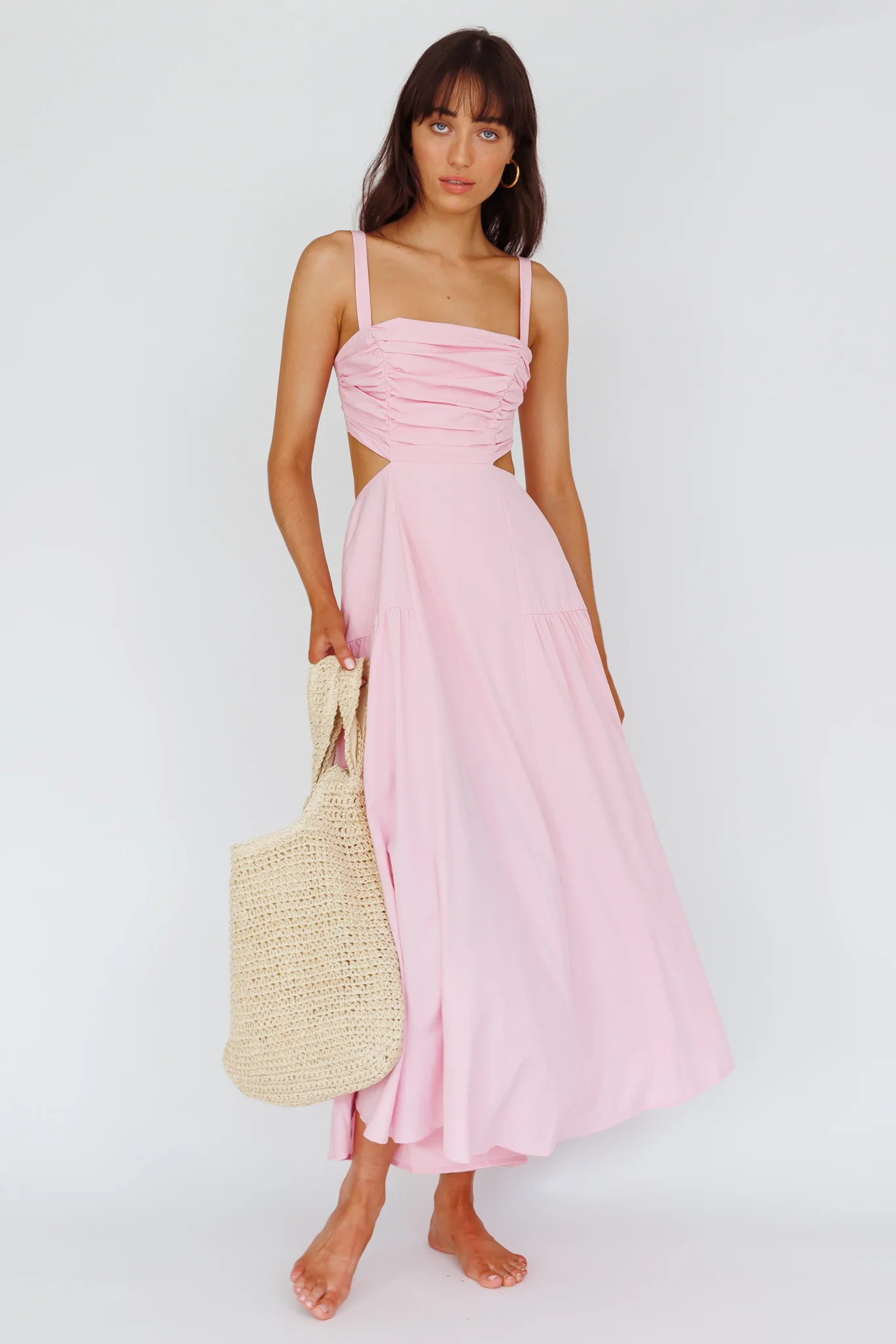 Kassi Gathered Bodice Maxi Dress Blush - Image 3