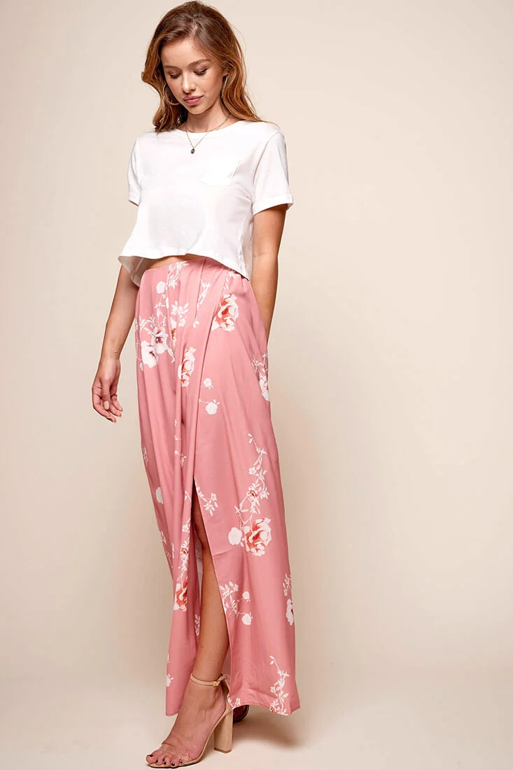 Kaya Wide Leg Floral Pants Blush - Image 3